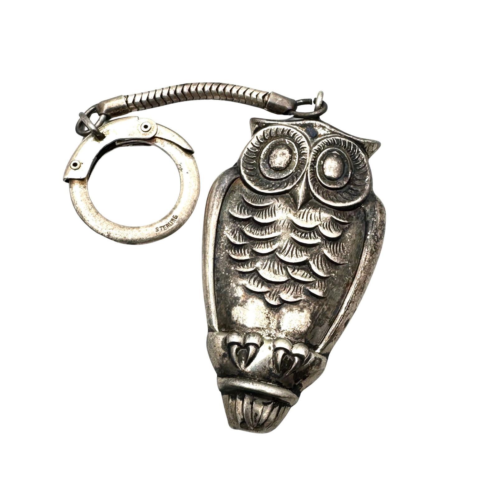 Vintage Gorham Sterling Silver Owl Key Chain 2 Inch Owl: Vintage Gorham Sterling Silver Owl Key Chain 2 Inch Owl