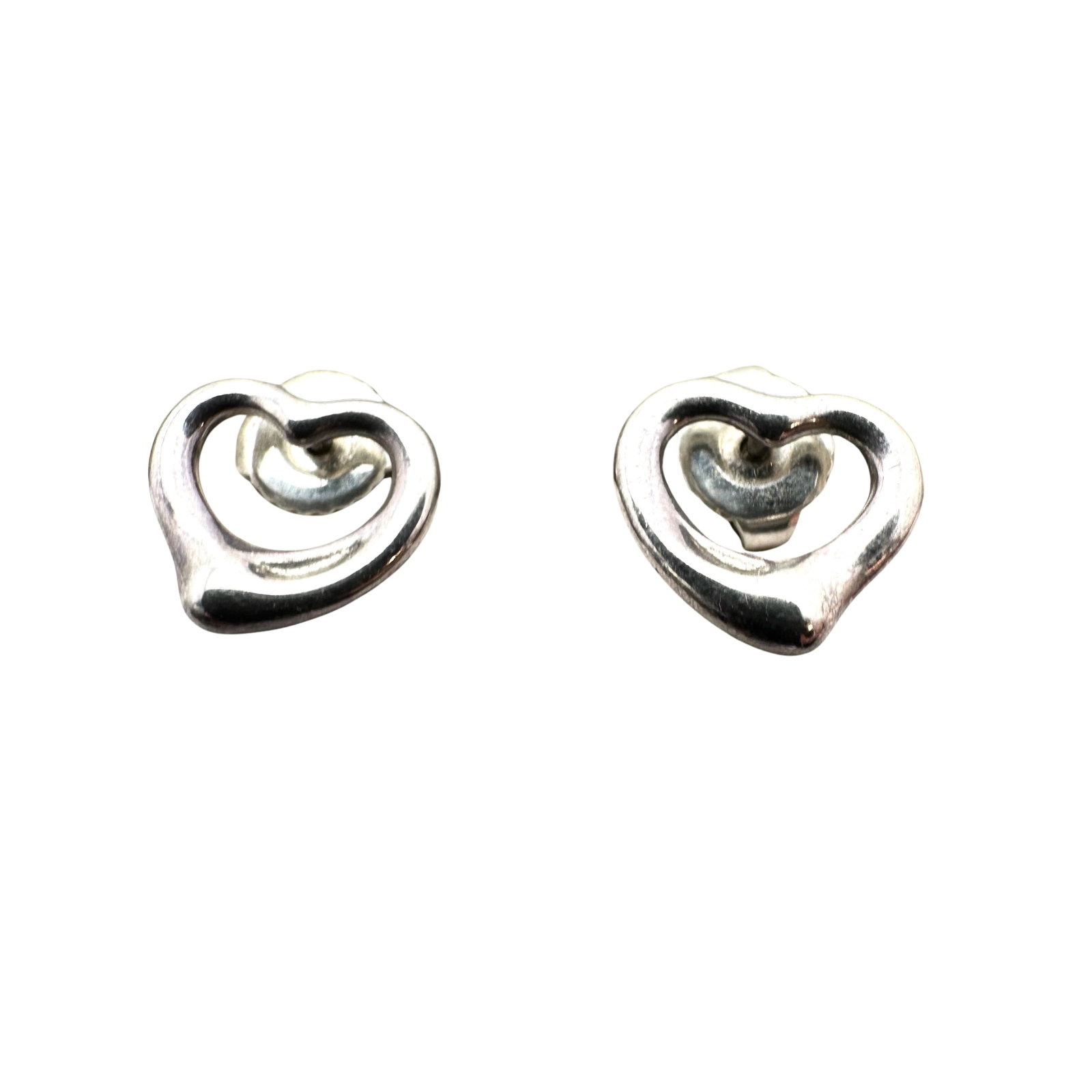 Tiffany Co Peretti Sterling Silver Small Heart Stud Pierced Earrings: Tiffany Co Peretti Sterling Silver Small Heart Stud Pierced Earrings