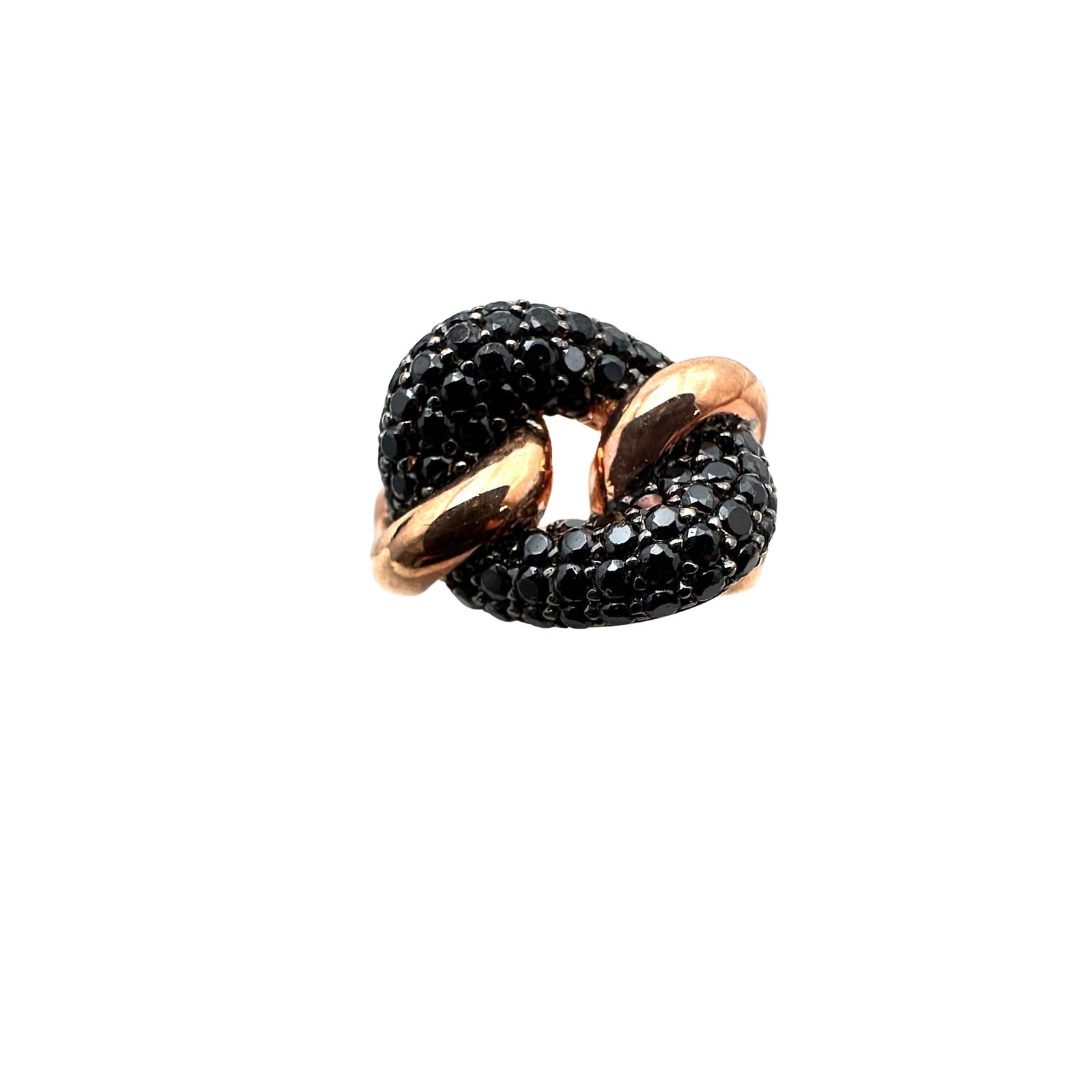 Milor Bronzo Italia Rose Gold Bronze Black Spinel Ring Size 7.25 (1 of 2)
