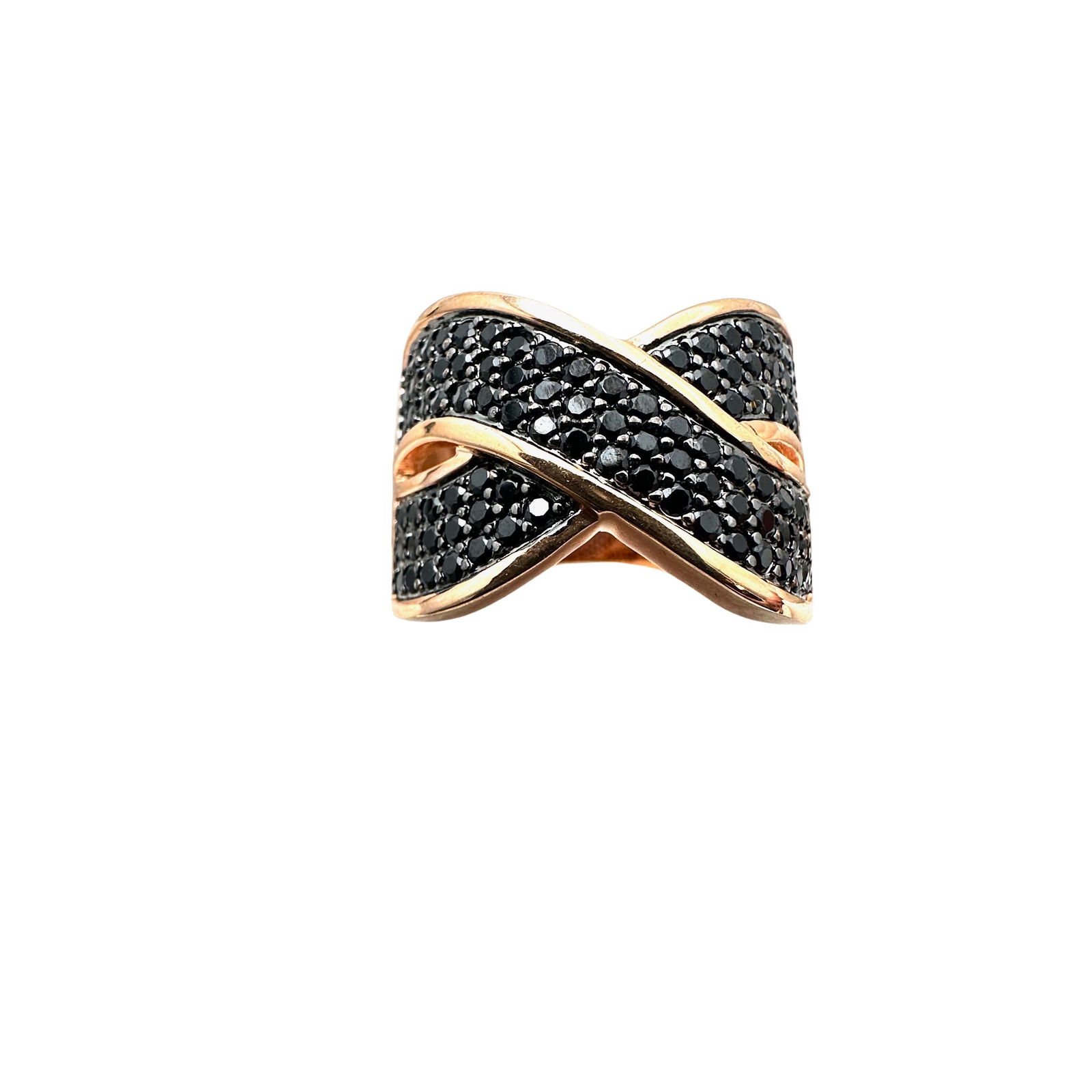 Milor Bronzo Italia Rose Gold Bronze Black Spinel Ring Size 7 Wide Band (1 of 2)
