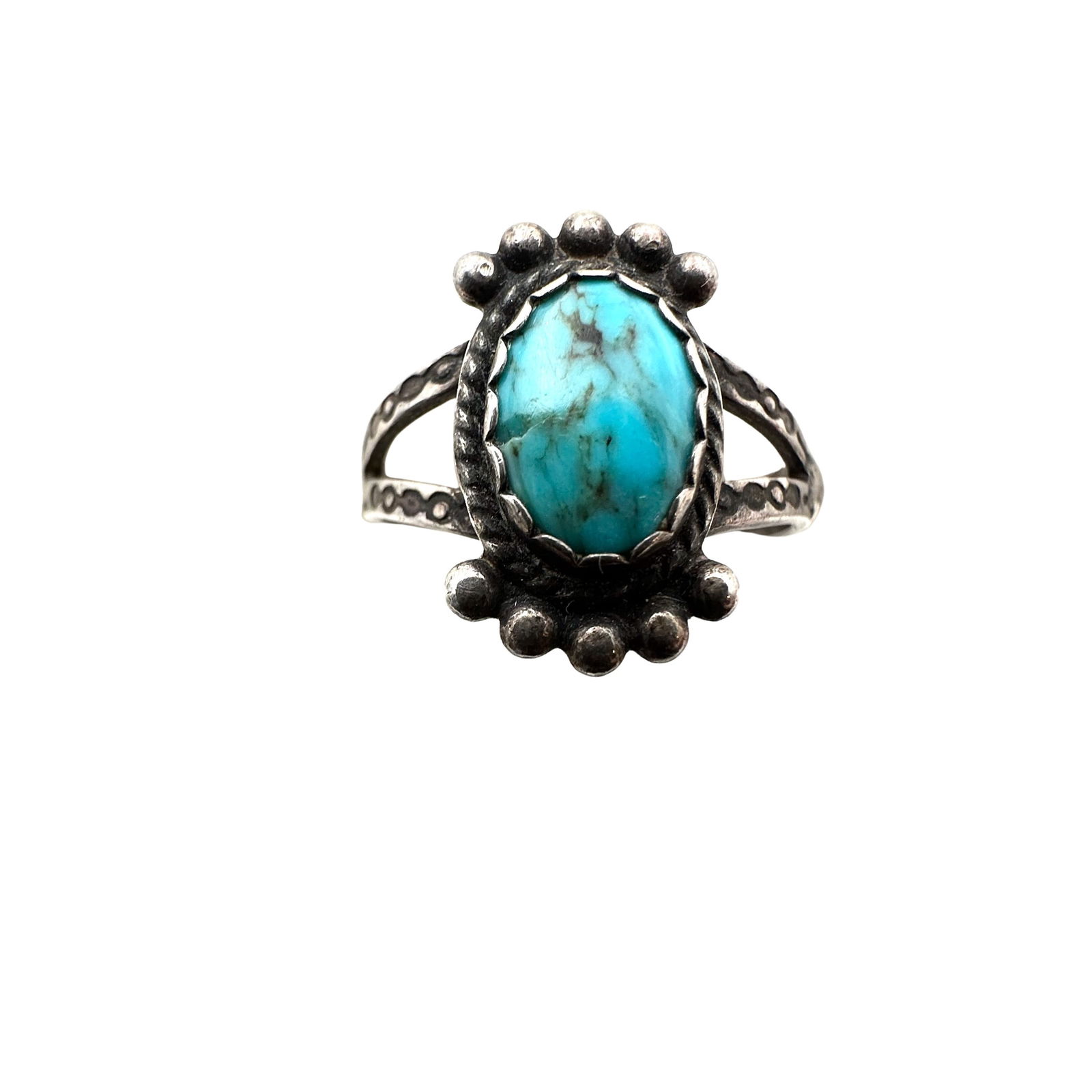 Vintage Native American Turquoise Sterling Silver Ring Size 8.75 (1 of 2)