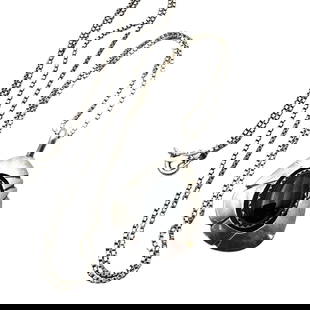 Native American Black Onyx Sterling Silver Pendant Necklace 24 Inch Chain 9 Grams: Native American Black Onyx Sterling Silver Pendant Necklace 24 Inch Chain 9