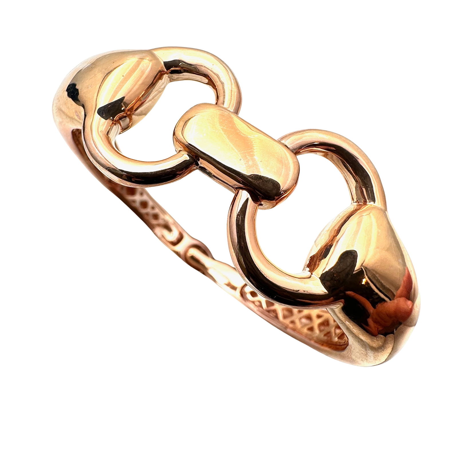 Milor Bronzo Italia Rose Gold Bronze Equestrian Design Hinged Clamper Bracelet 6.5 Inch (1 of 2)
