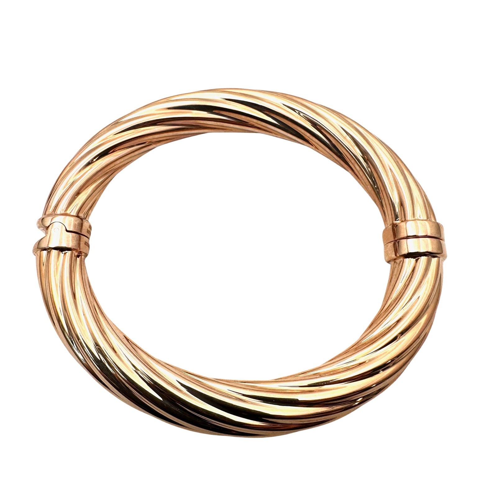 Milor Bronzo Italia Rose Gold Bronze Ribbed Design Wide Clamper Bracelet 7 Inch (1 of 2)
