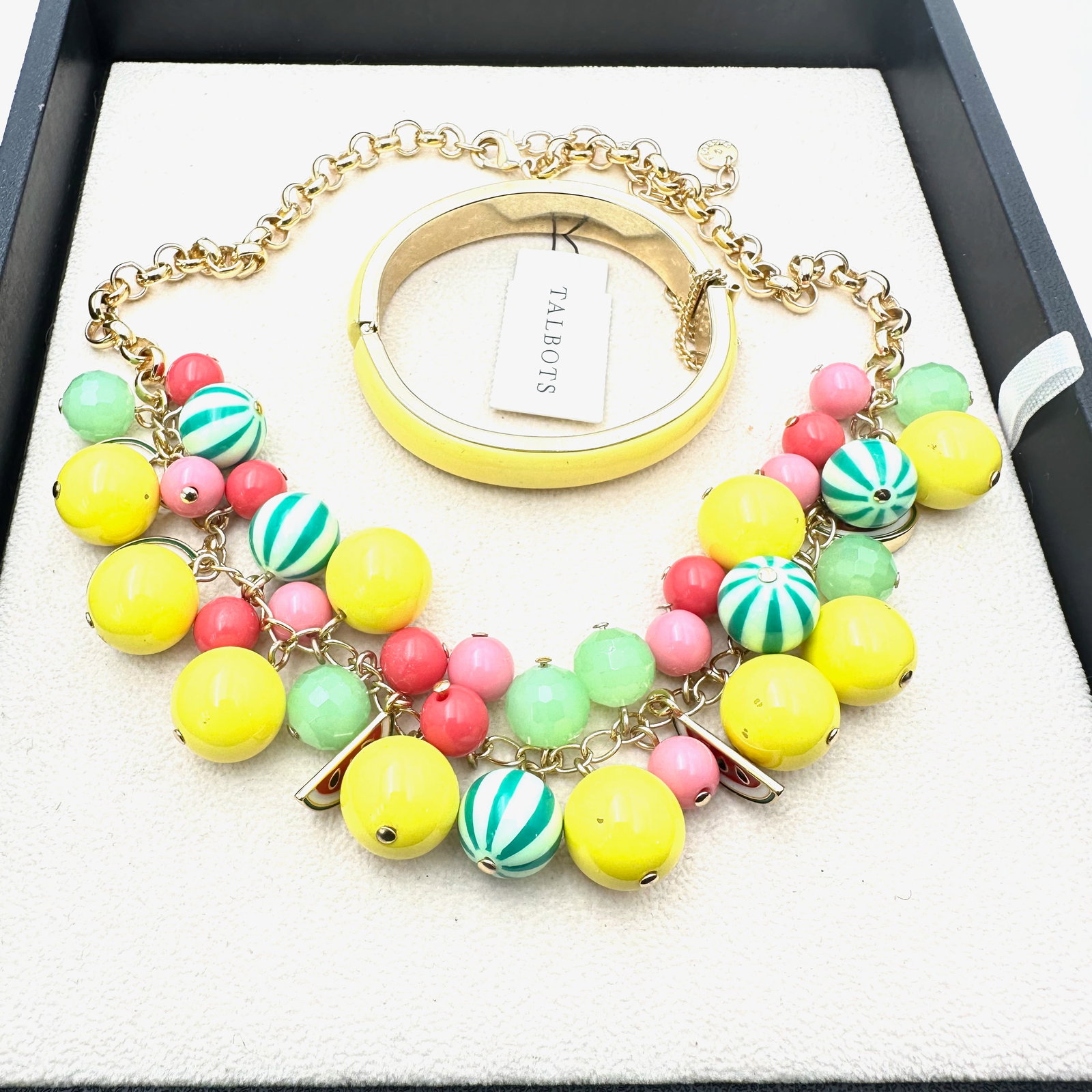 Jewelry Group Vintage Darling Talbots Fruit Cha Cha Gold tone Necklace Coordinating Hinged Bangle: Jewelry Group Vintage Darling Talbots Fruit Cha Cha Gold tone Necklace Coordinating Hinged Bangle