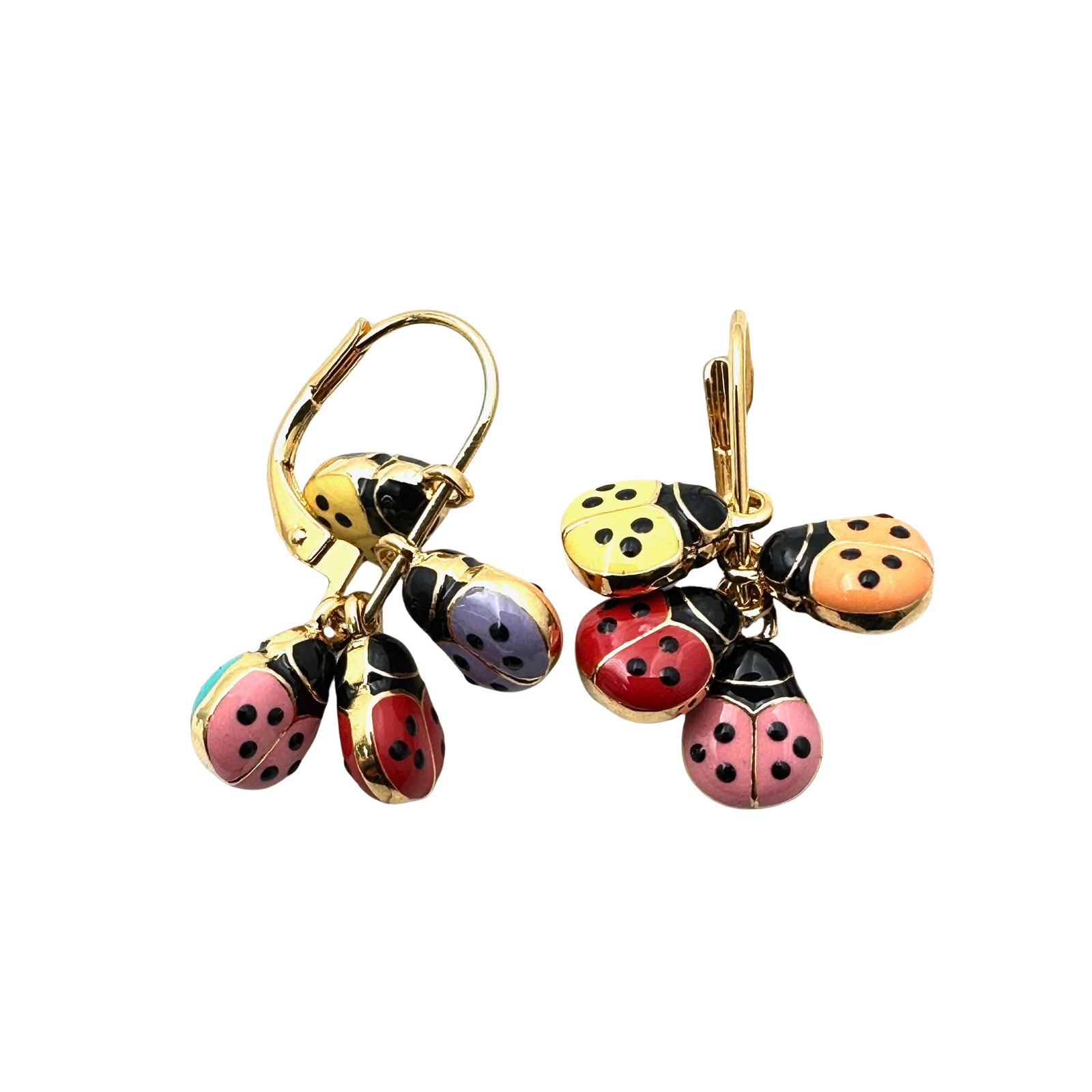 Vintage Joan Rivers Lady Bug Interchangeable Gold Tone Pierced Earrings (1 of 2)
