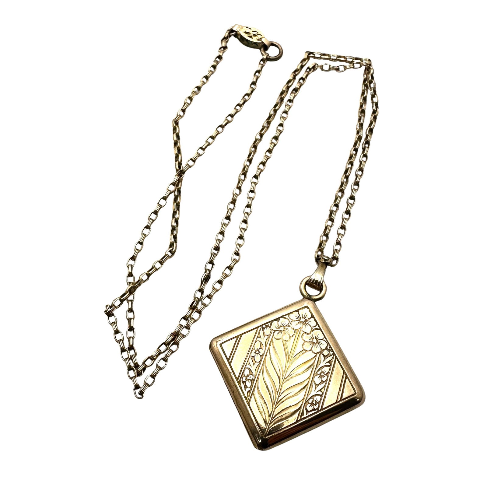 Antique Vintage Gold Filled Picture Locket Pendant Necklace 18 Inch Chain (1 of 2)