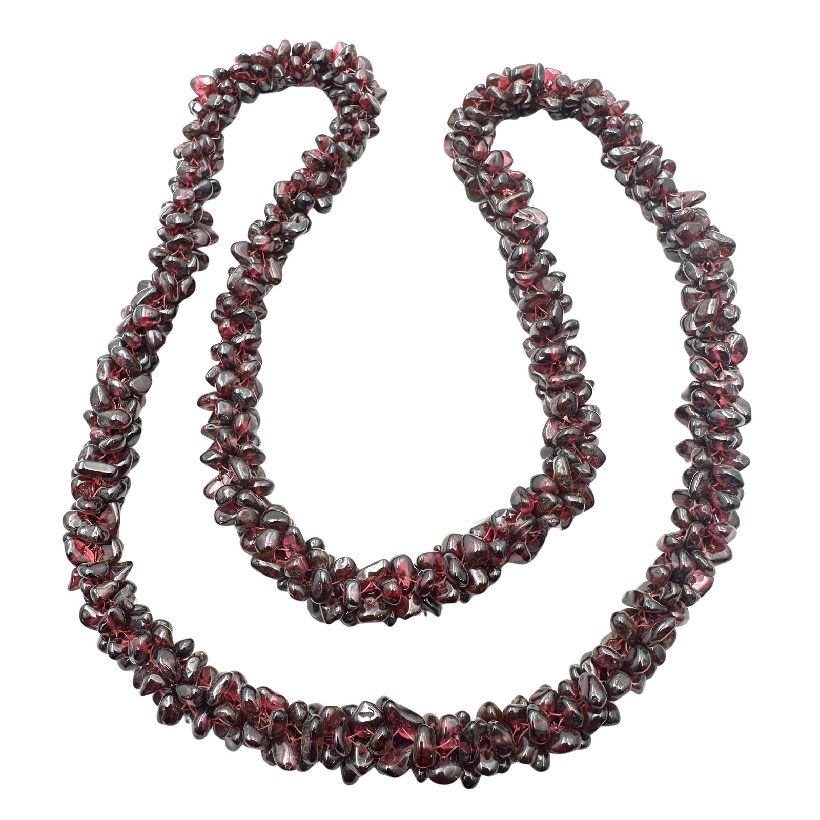 Vintage Natural Garnet Gemstone Necklace 24 Inch Length: Vintage Natural Garnet Gemstone Necklace 24 Inch Length