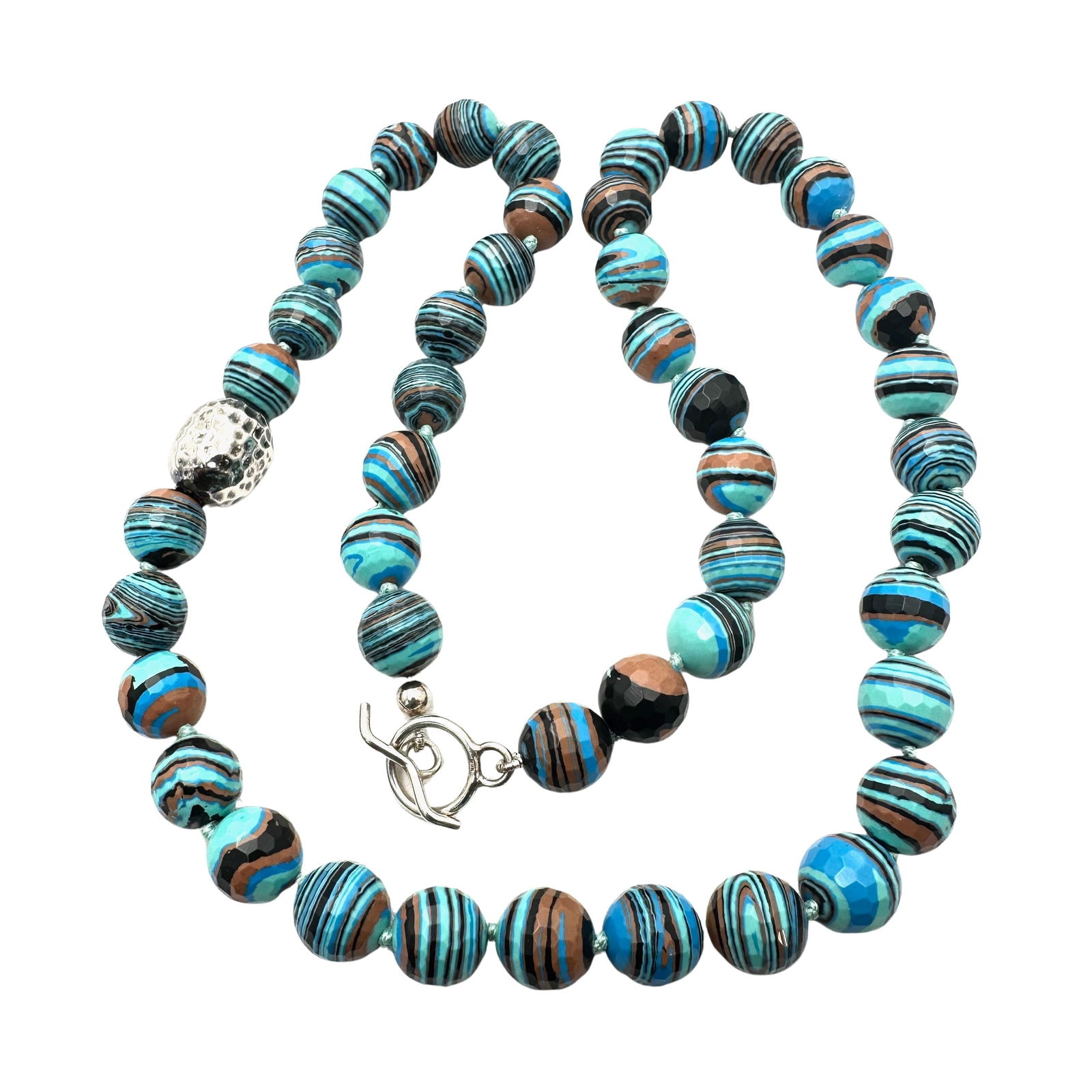 Polished Gemstone Bead Mixed Metal Necklace 24 Inch Length: Polished Gemstone Bead Mixed Metal Necklace 24 Inch Length