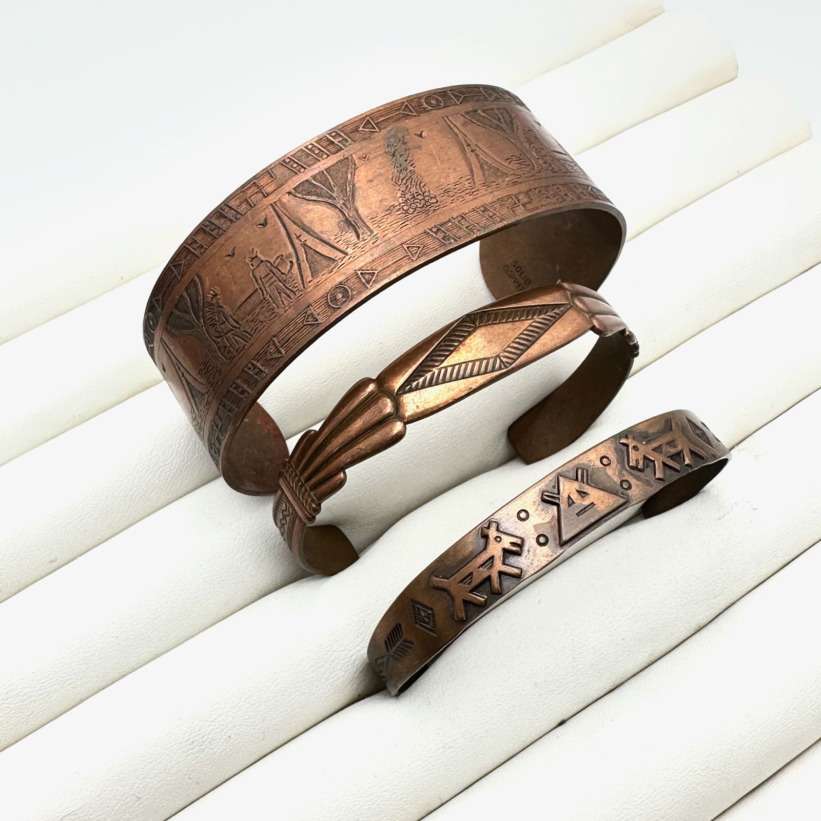 Vintage Jewelry Group of Three Copper Cuff Bracelets: Vintage Jewelry Group of Three Copper Cuff Bracelets
