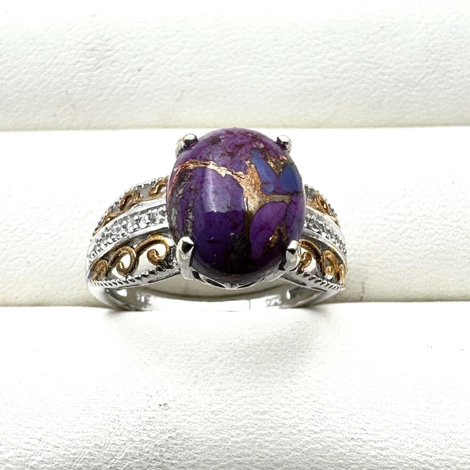 Chuck Clemency Purple Mohave Turquoise Diamond Sterling Silver Ring Size 9 (1 of 2)