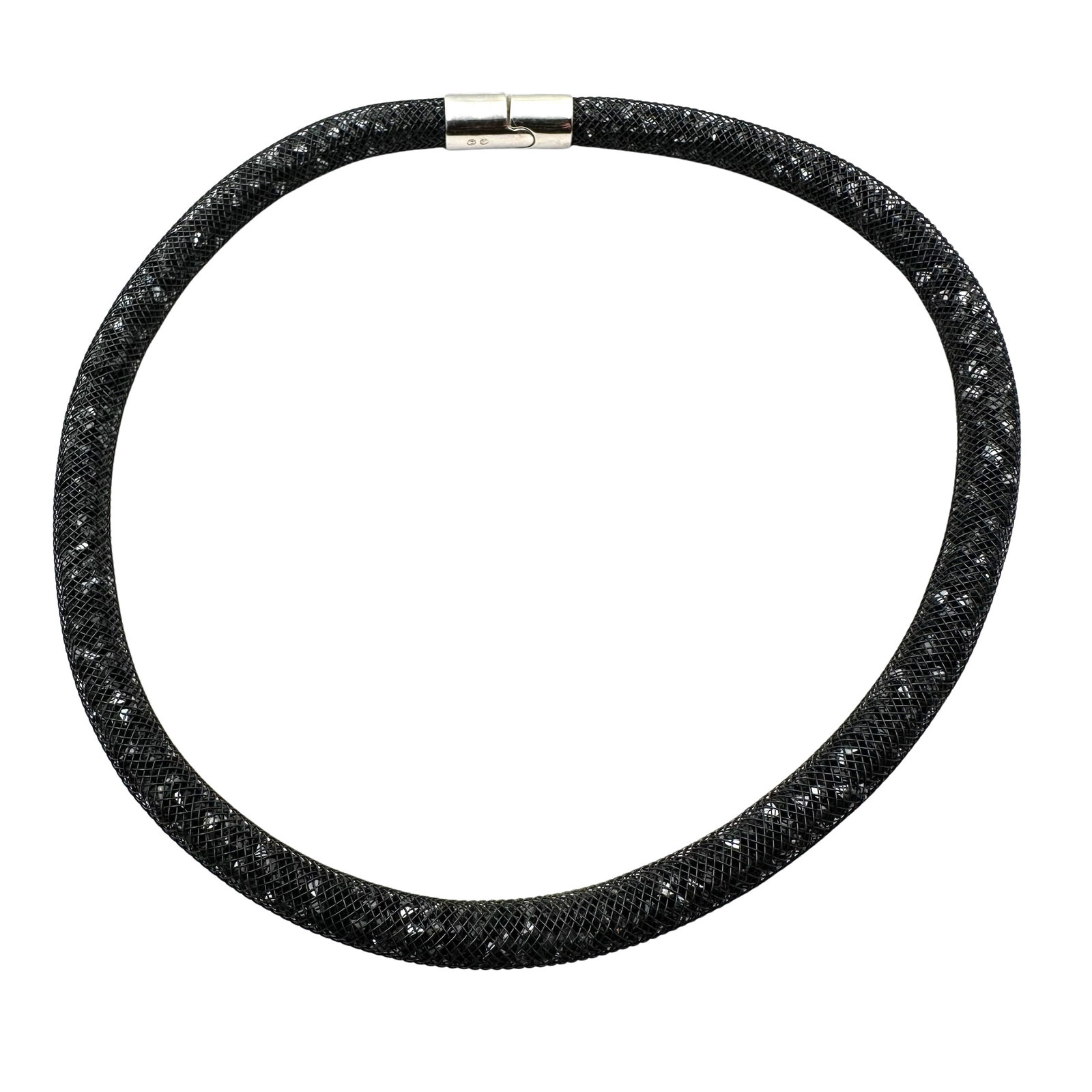 Swarovski Swan Hallmark Black Crystal Mesh Necklace 16 Inch Length: Swarovski Swan Hallmark Black Crystal Mesh Necklace 16 Inch Length