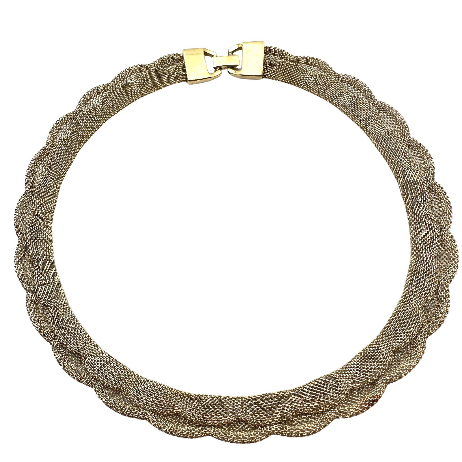 Vintage Gold Tone Metal Mesh Collar Necklace 16 Inch Length: Vintage Gold Tone Metal Mesh Collar Necklace 16 Inch Length
