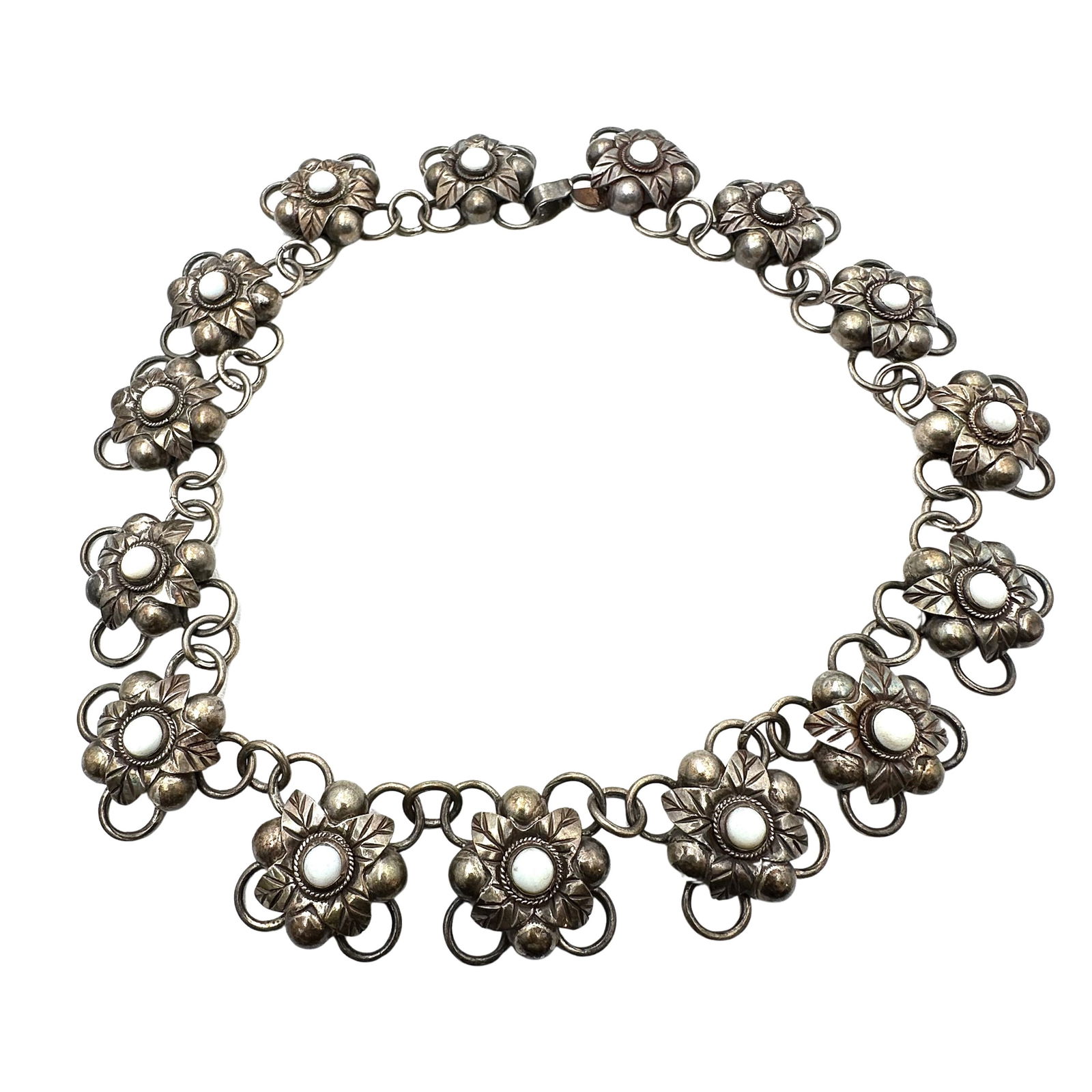 Antique Vintage Mexico Sterling Silver Choker Necklace 16 Inch 127 Grams: Antique Vintage Mexico Sterling Silver Choker Necklace 16 Inch 127 Grams