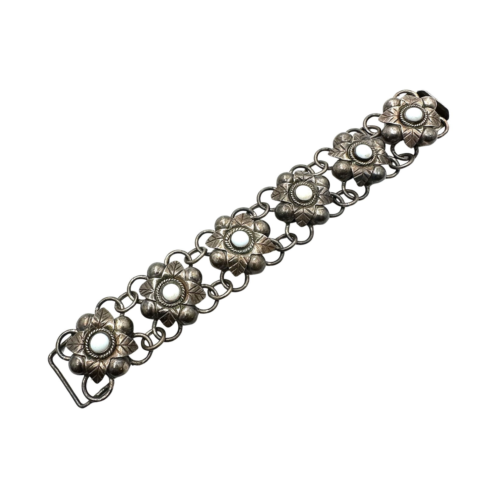 Antique Vintage Mexico Sterling Silver Bracelet 7 Inch 58 Grams (1 of 2)