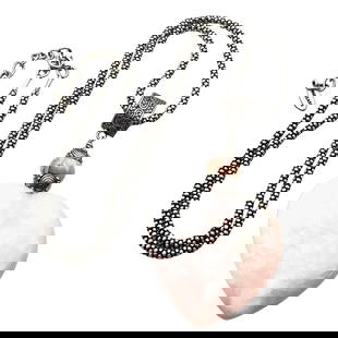Jay King Pink Gemstone Heart Pendant Barse Sterling Silver Chain 18 to 20 Inch 30 Grams: Jay King Pink Gemstone Heart Pendant Barse Sterling Silver Chain 18 to 20 Inch 30 Grams