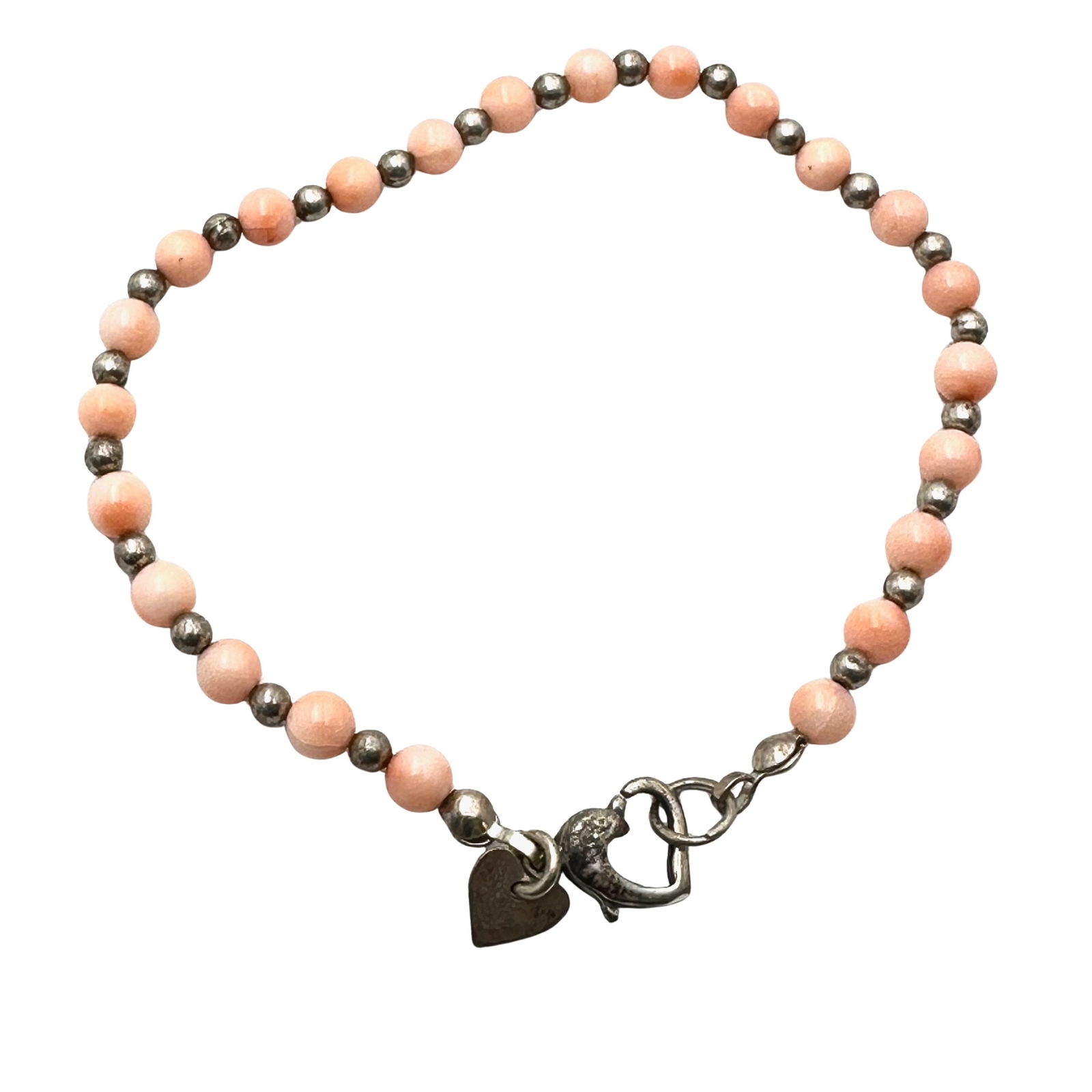 Angel Skin Coral Sterling Silver Bracelet 7 Inch Length: Angel Skin Coral Sterling Silver Bracelet 7 Inch Length