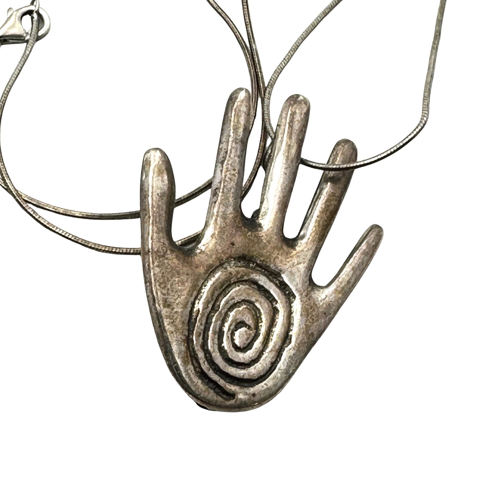 Native American Hallmarked TS Sandcast 2 Inch Sterling Silver Pin Pendant Necklace 16 Inch Chain (1 of 2)