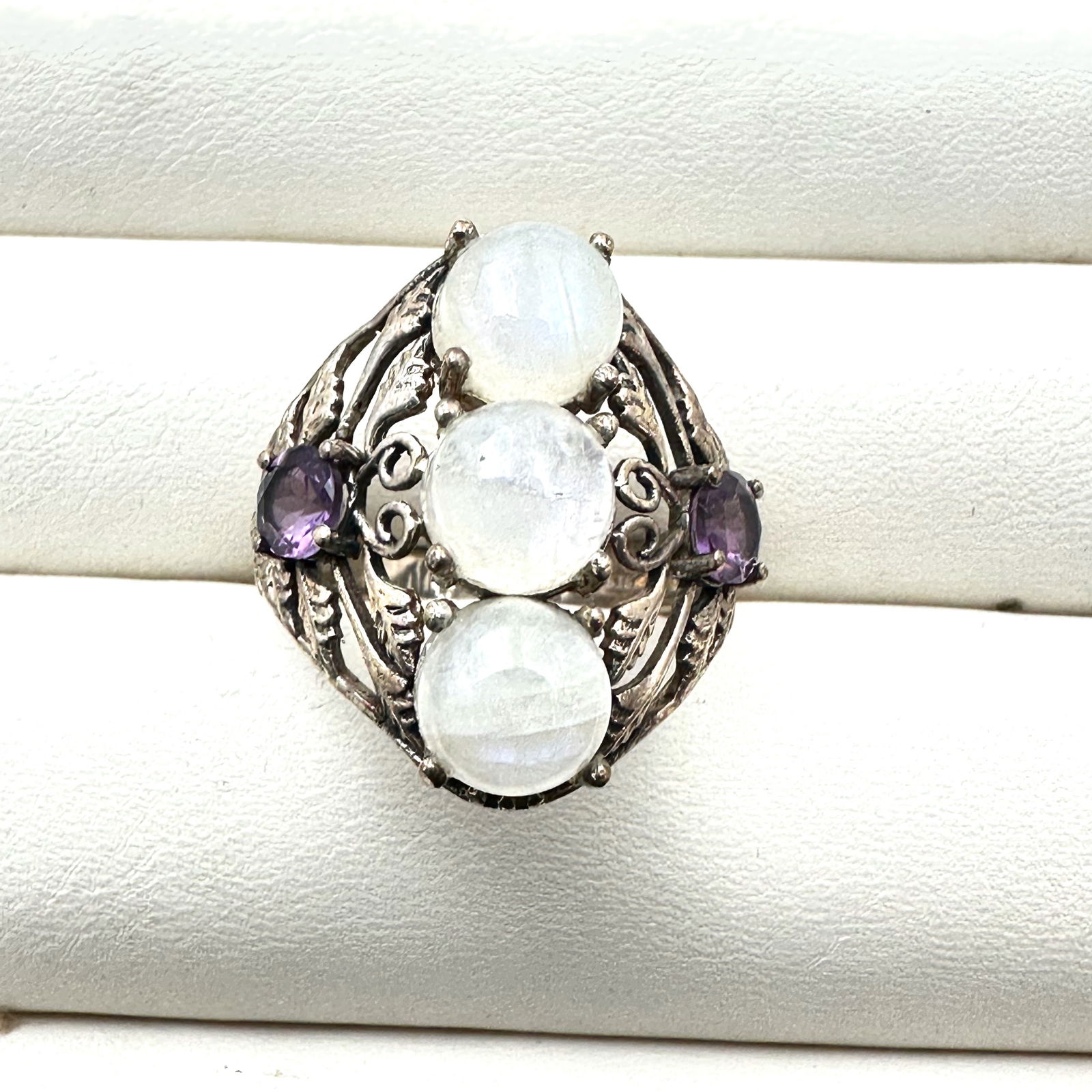 Moonstone Purple Amethyst Sterling Silver Ring Size 10 (1 of 2)