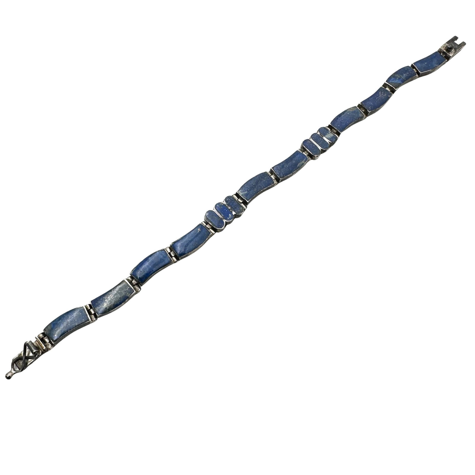 Vintage Blue Lapis Lazuli Sterling Silver 7 Inch Bracelet 12 Grams: Vintage Blue Lapis Lazuli Sterling Silver 7 Inch Bracelet 12 Grams