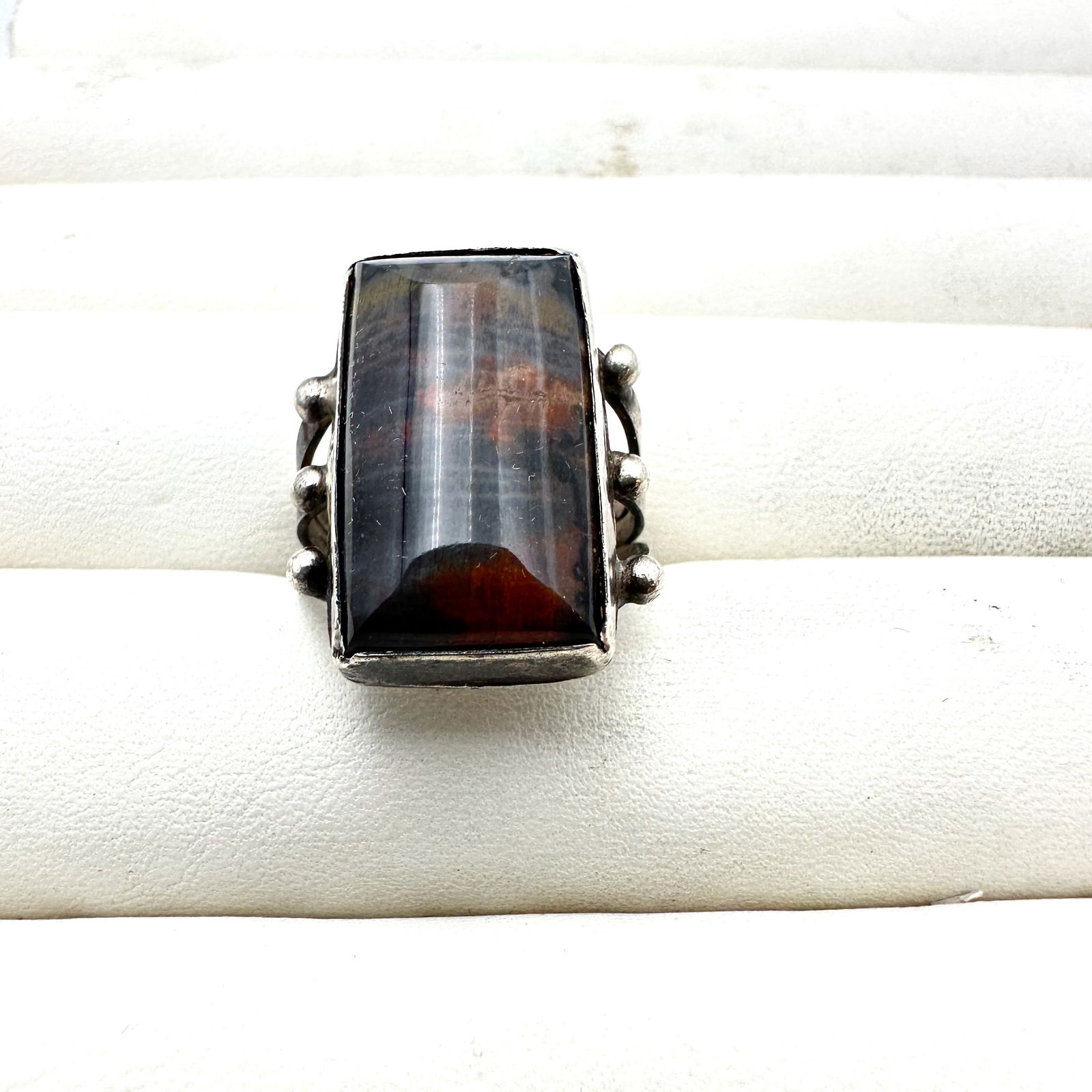 Vintage Native American Petrified Wood Sterling Silver Ring Size 7.5 Weight 7.8 Grams (1 of 2)