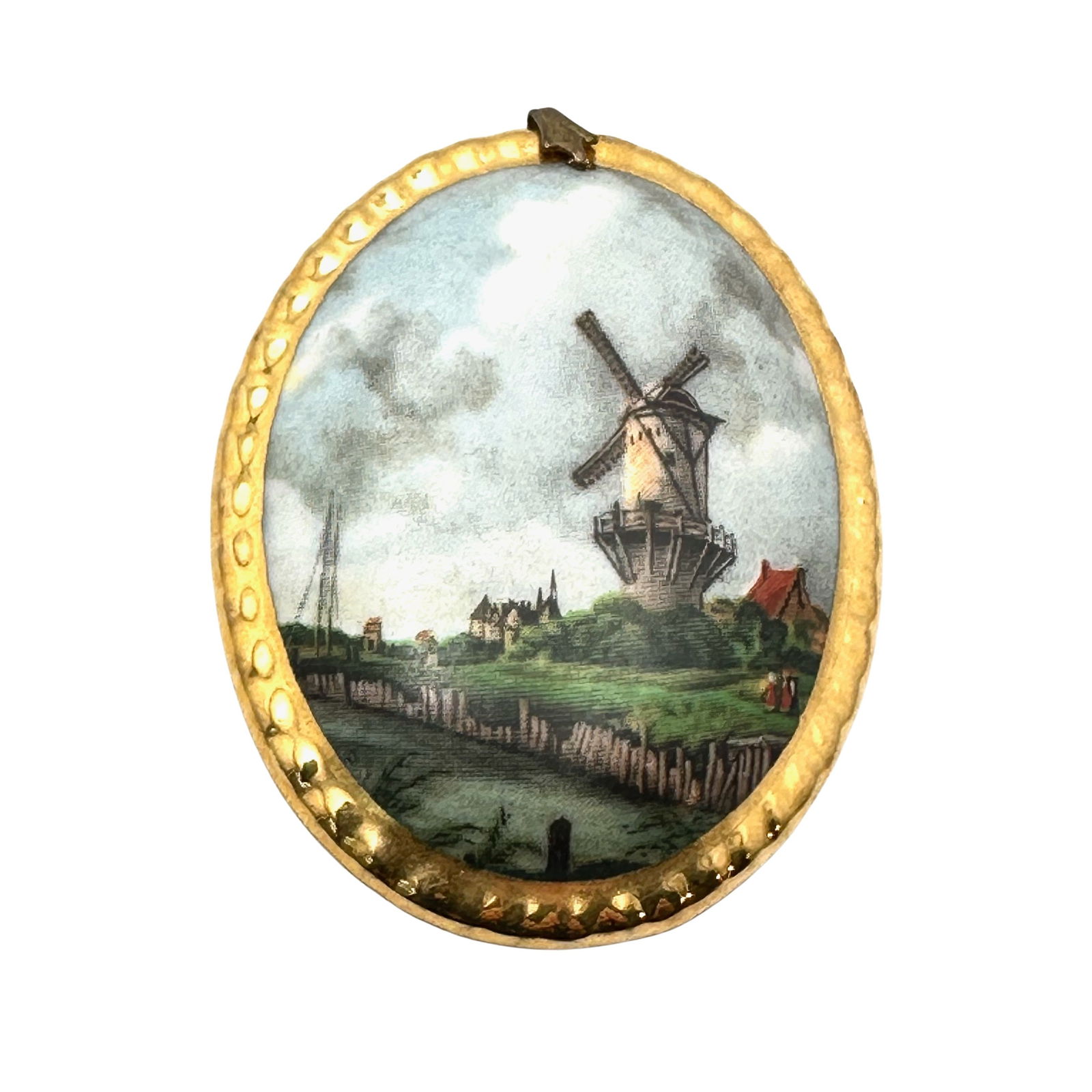 Vintage Countess Made in England Fine Bone China Pendant Windmill Scene 2 Inch Length: Vintage Countess Made in England Fine Bone China Pendant Windmill Scene 2 Inch Length
