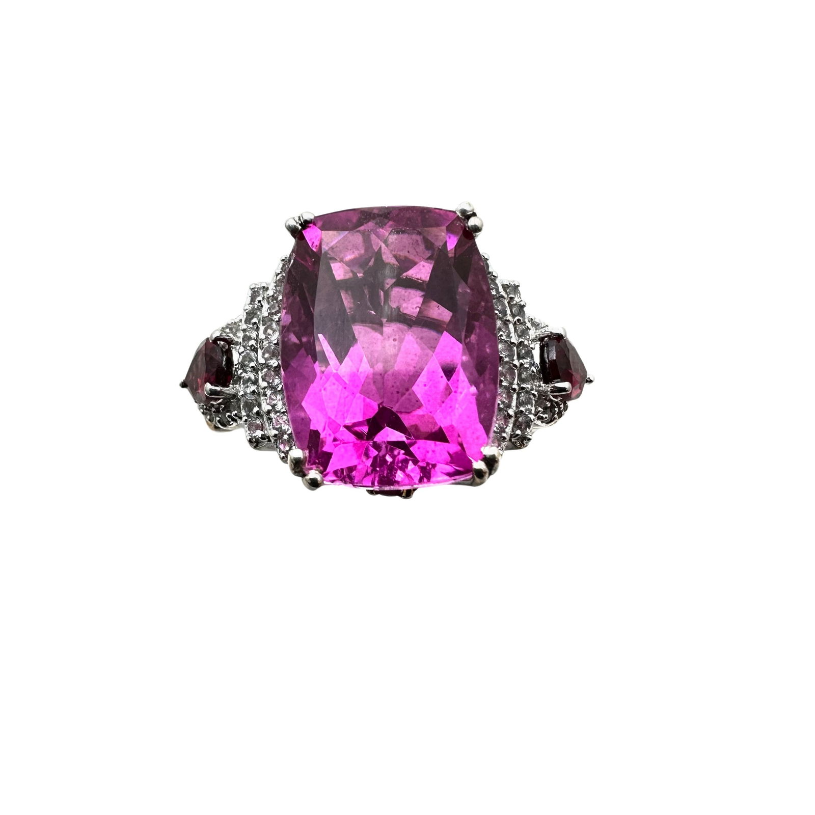 Chuck Clemency Pink Gemstone Sterling Silver Ring Size 10 Weight 8.1 Grams Statement Ring (1 of 2)
