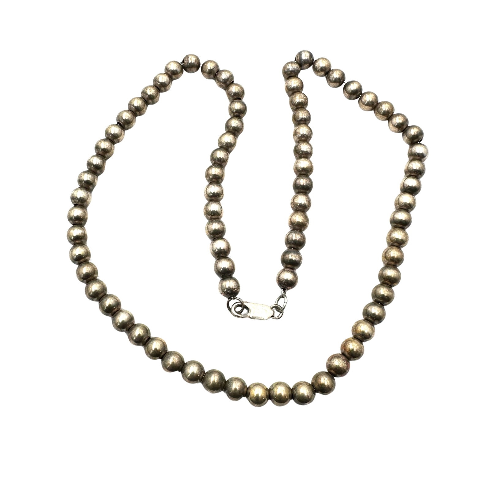 Vintage Sterling Silver Beads On chain Necklace 17 Inch Length 15 Grams: Vintage Sterling Silver Beads On chain Necklace 17 Inch Length 15 Grams