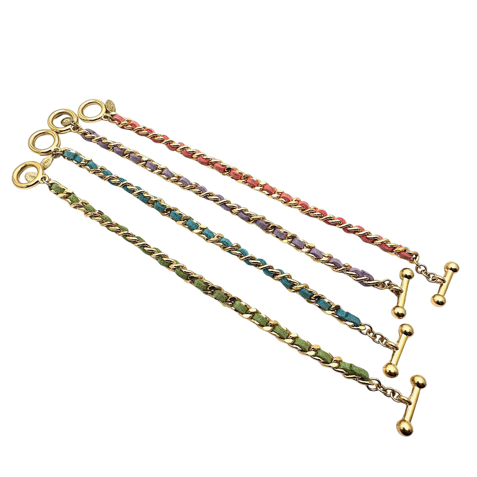 Vintage Jewelry Group Joan Rivers Multicolor Suede Gold Tone Bracelets (1 of 2)