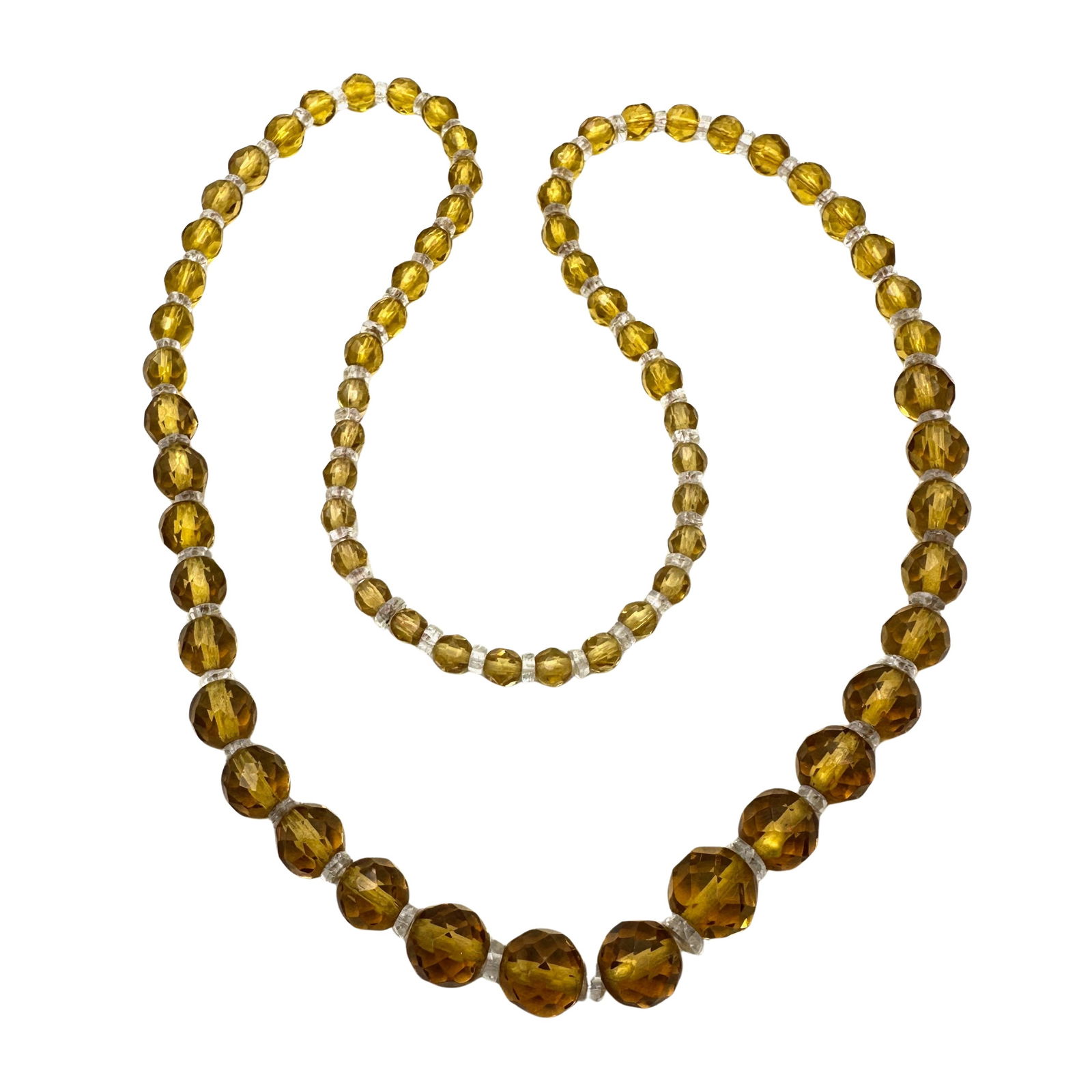 Antique Vintage Yellow Glass Bead Necklace 22 Inch Length: Antique Vintage Yellow Glass Bead Necklace 22 Inch Length