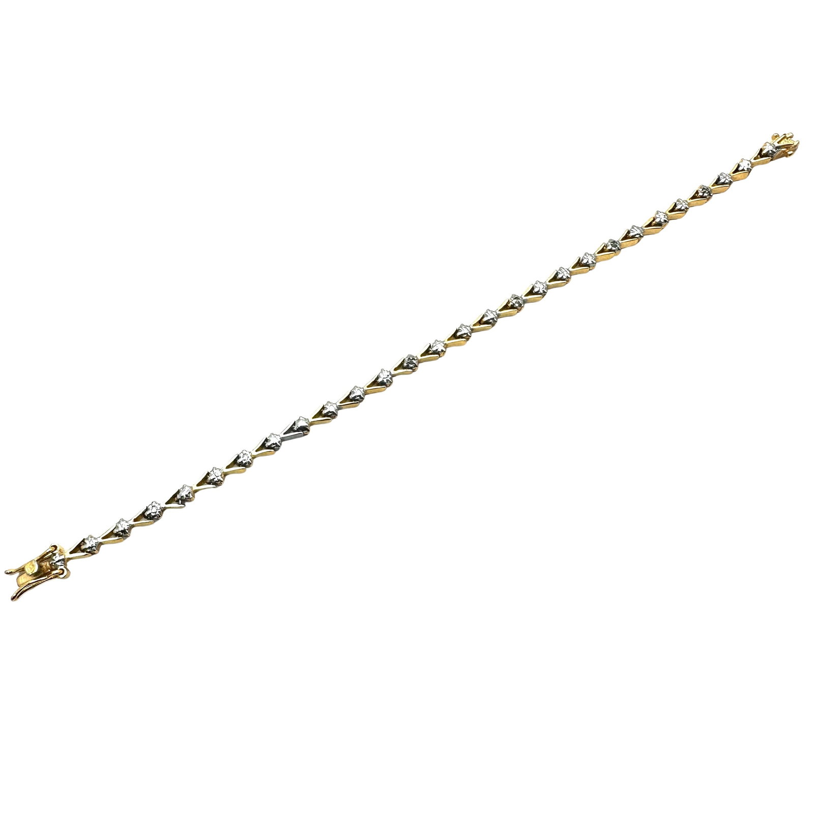 Vintage Diamond Tennis Bracelet Gold Over Sterling Silver 7 Inch Length: Vintage Diamond Tennis Bracelet Gold Over Sterling Silver 7 Inch Length