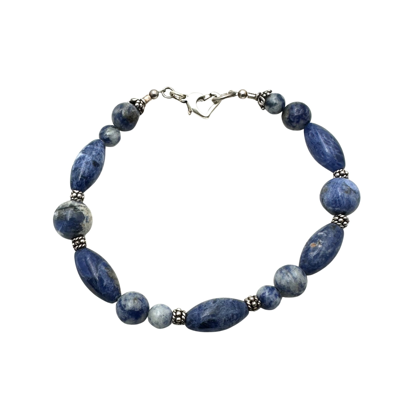 Blue Lapis Lazuli Gemstone Sterling Silver Bracelet 8 Inch Length: Blue Lapis Lazuli Gemstone Sterling Silver Bracelet 8 Inch Length