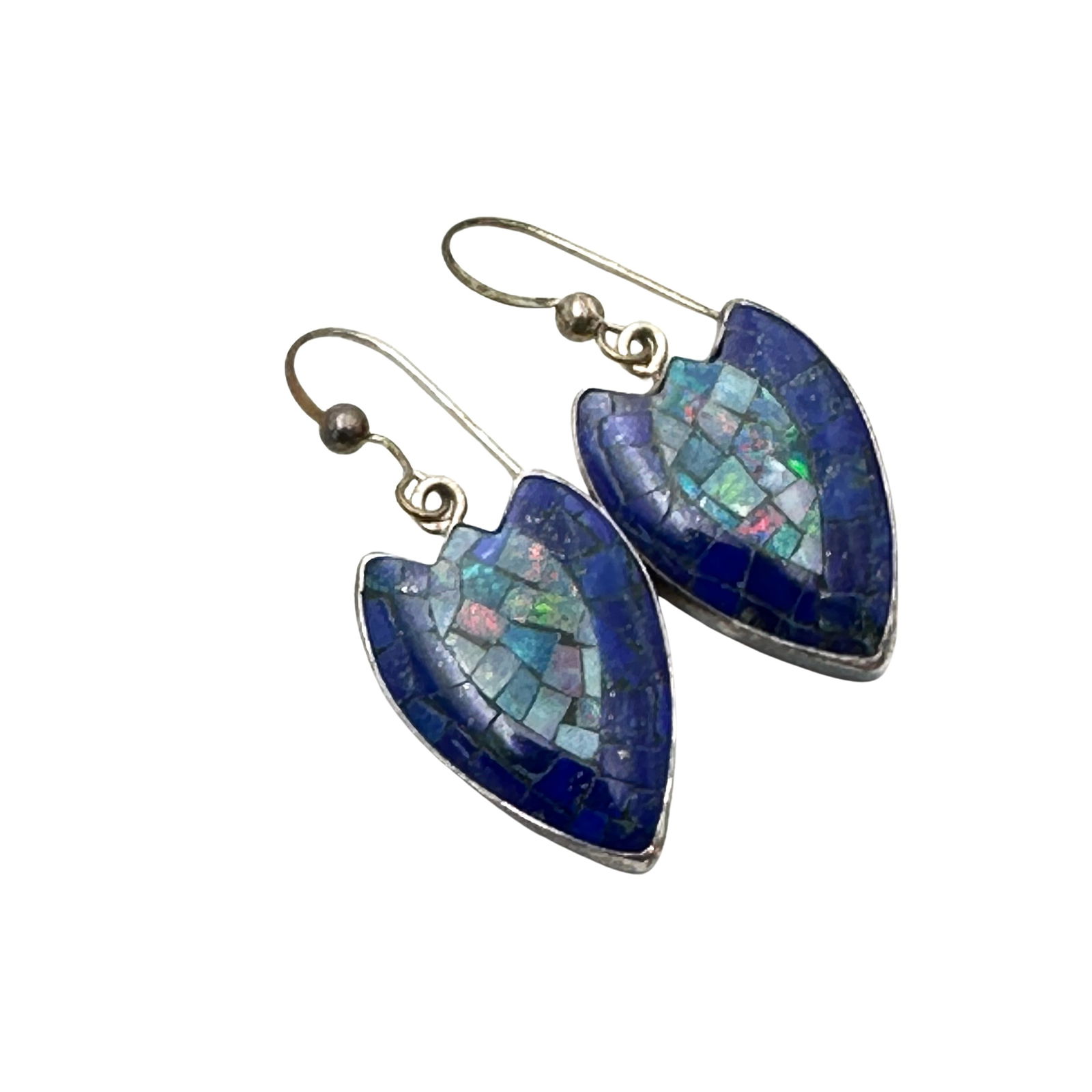 Jay King Mine Finds Lapis Lazuli Inlay Opal Sterling Silver Pierced Earrings 1.5 Inch (1 of 2)