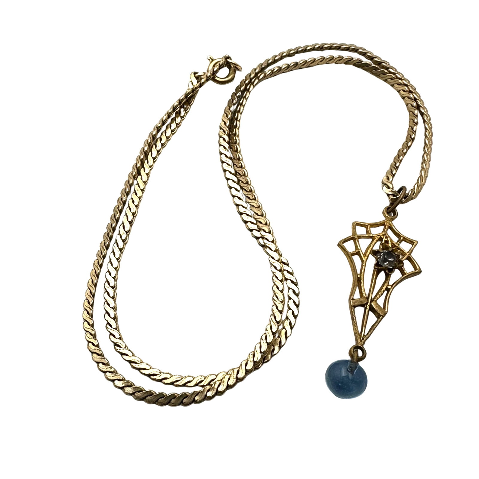 Vintage Gold Filled Lavalier Pendant Necklace 15 Inch Chain: Vintage Gold Filled Lavalier Pendant Necklace 15 Inch Chain