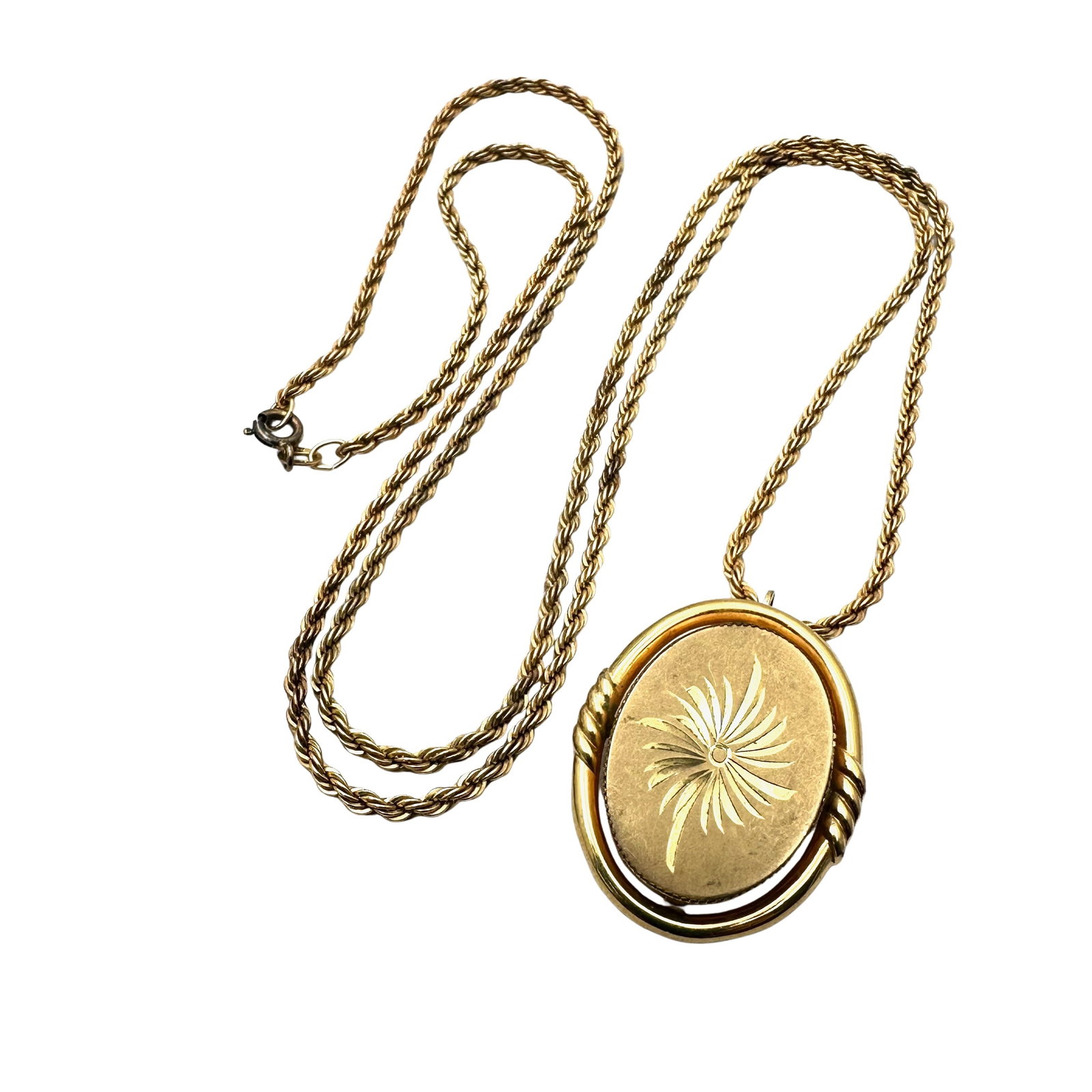 Vintage Gold Filled Pin Pendant Necklace 28 Inch Rope Chain 17 Grams: Vintage Gold Filled Pin Pendant Necklace 28 Inch Rope Chain 17 Grams