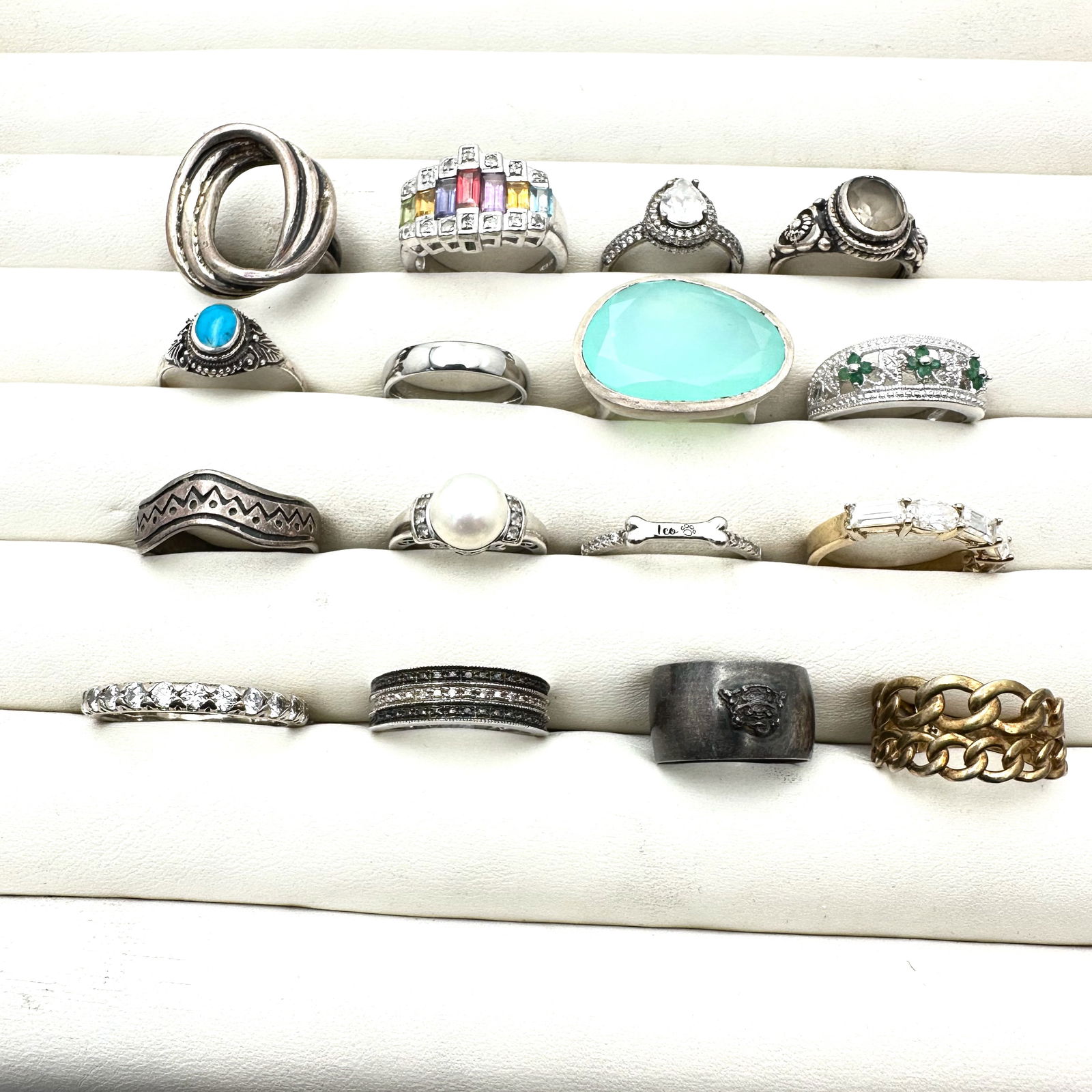 Jewelry Group Sterling Silver Ring Lot Variety of Sizes Gemstone Cubic Zirconia Bands  78 Grams (1 of 2)