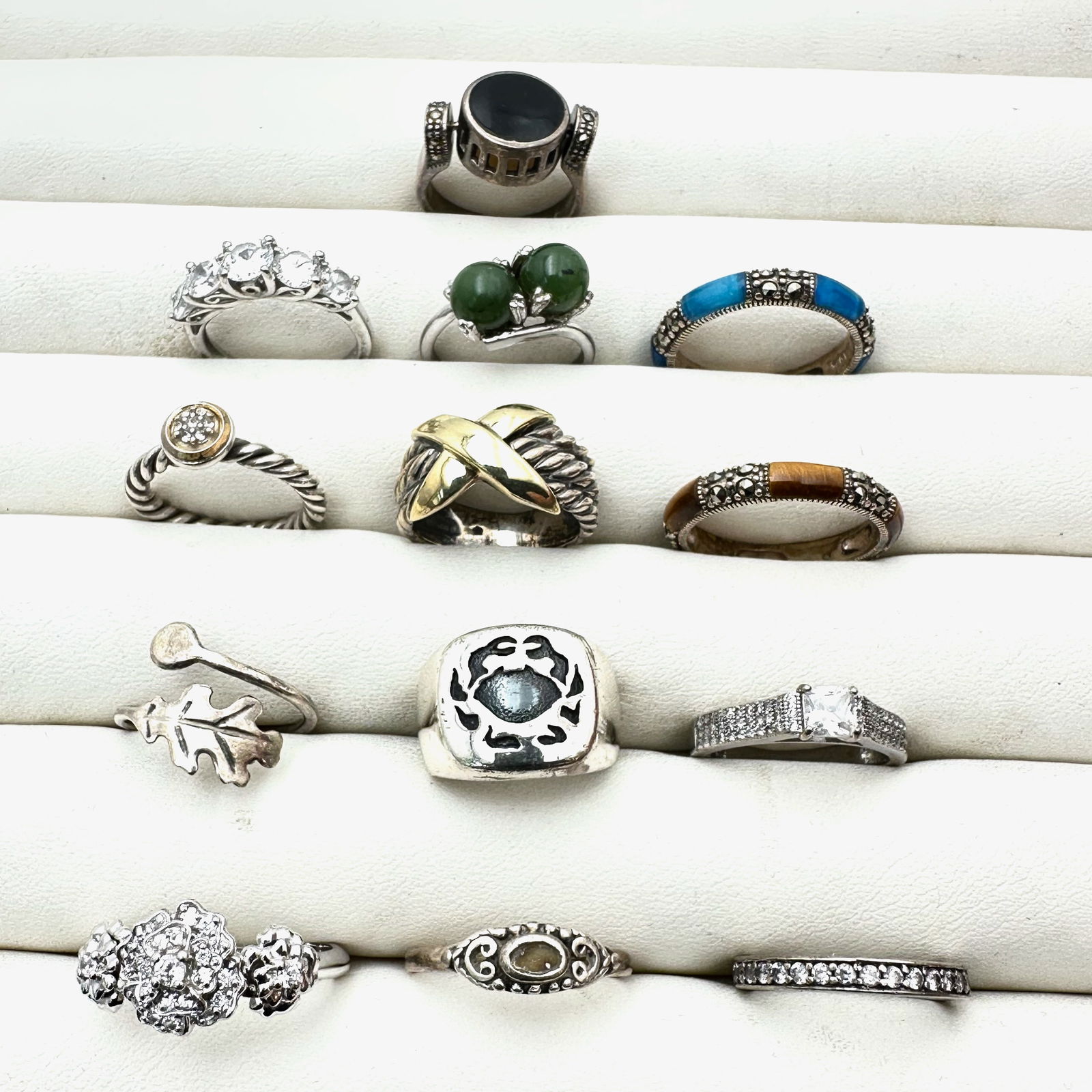 Jewelry Group Sterling Silver Ring Lot Variety of Sizes Gemstone Cubic Zirconia Bands  53 Grams (1 of 2)