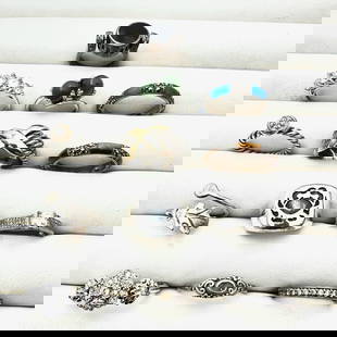 Jewelry Group Sterling Silver Ring Lot Variety of Sizes Gemstone Cubic Zirconia Bands  53 Grams: Jewelry Group Sterling Silver Ring Lot Variety of Sizes Gemstone Cubic Zirconia Bands 53 Grams