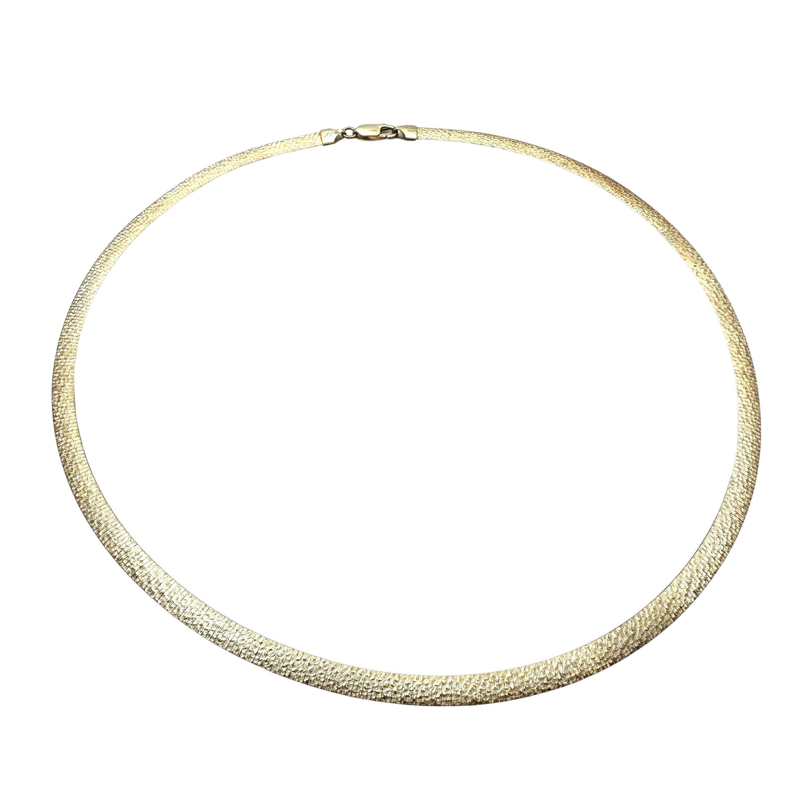 Italy Gold Over Sterling Silver Reversible Textured and Smooth Omega Chain Necklace 27 Grams: Italy Gold Over Sterling Silver Reversible Textured and Smooth Omega Chain Necklace 27 Grams