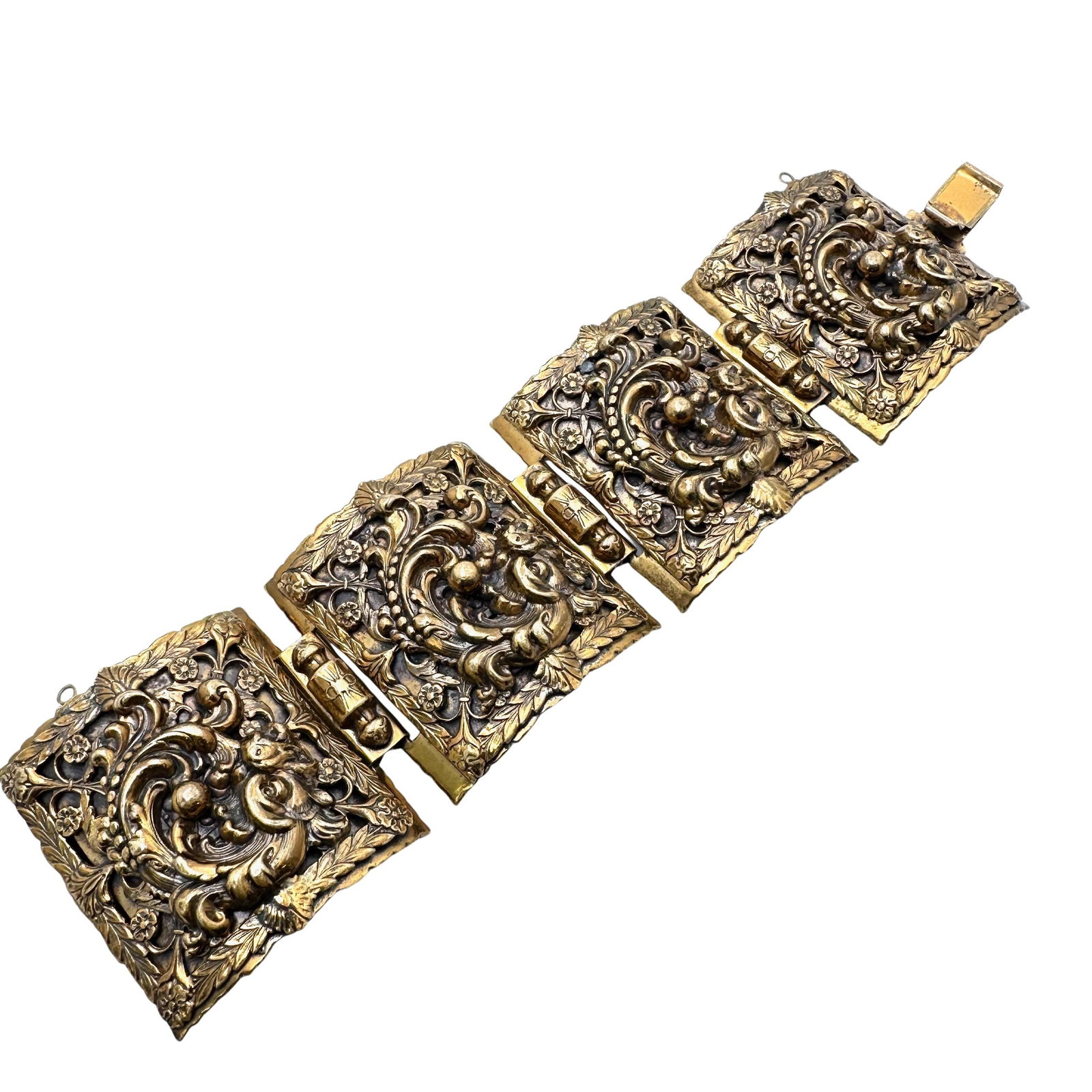 Vintage Wide Antique Gold Tone Wide Repousse Bracelet 7 Inch Length 1.5 Inch Width (1 of 2)
