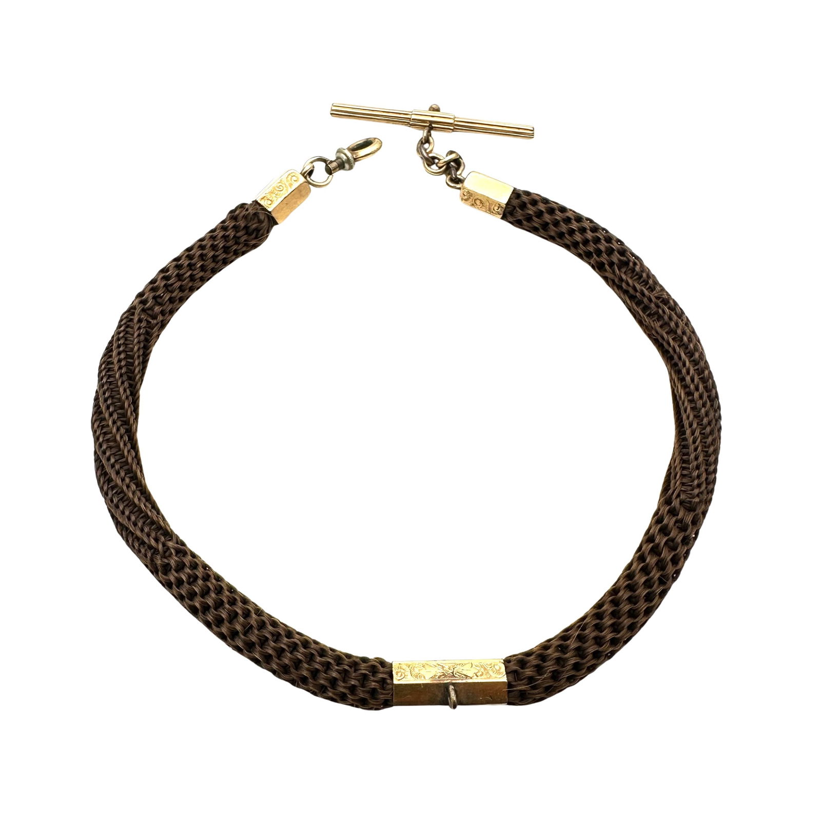 Victorian Mourning Necklace Hair Gold Filled Hook to add Fob or Pendant 15 Inch (1 of 2)