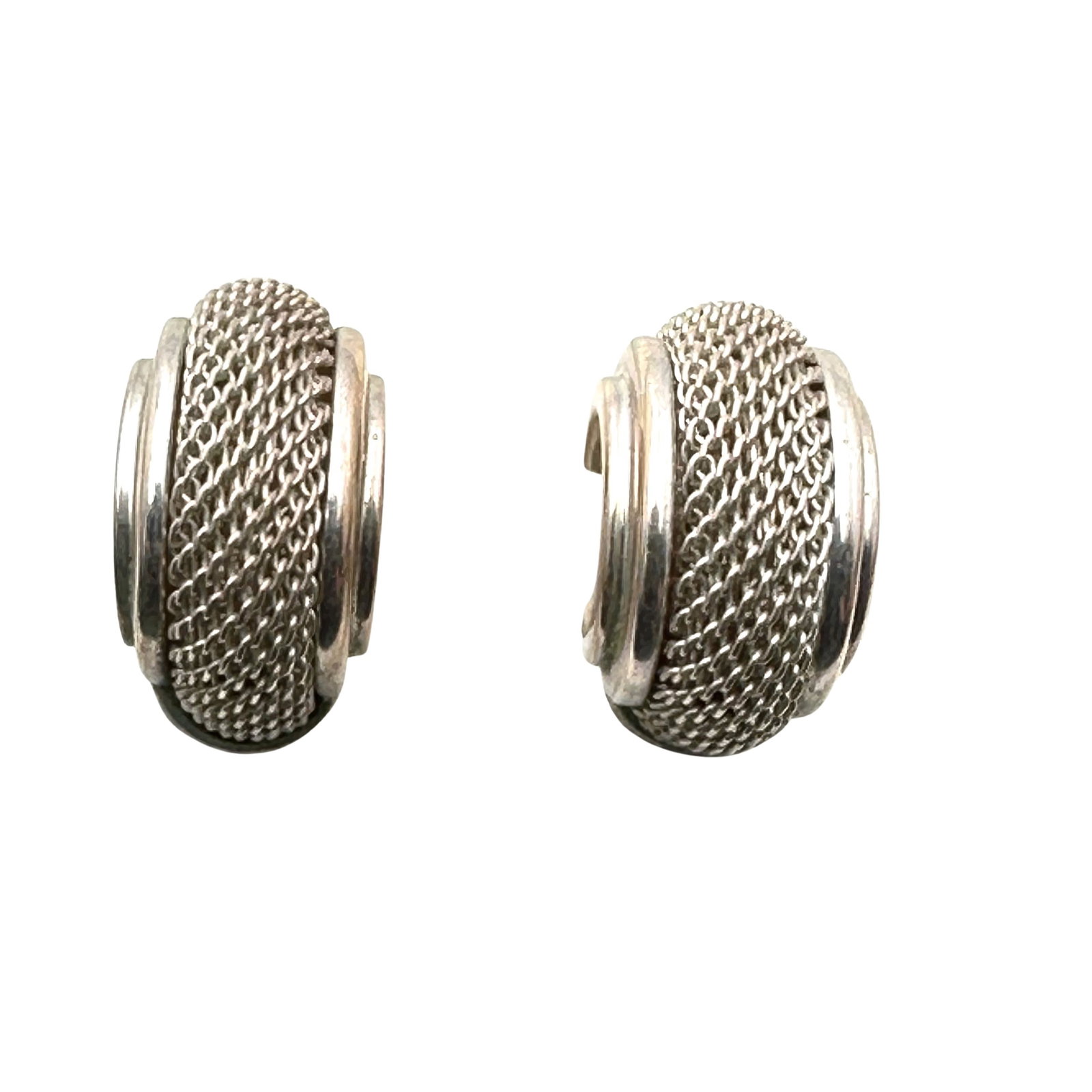 Joseph Esposito Sterling Silver Mesh Hoop Earrings Pierced Designer 1 Inch: Joseph Esposito Sterling Silver Mesh Hoop Earrings Pierced Designer 1 Inch