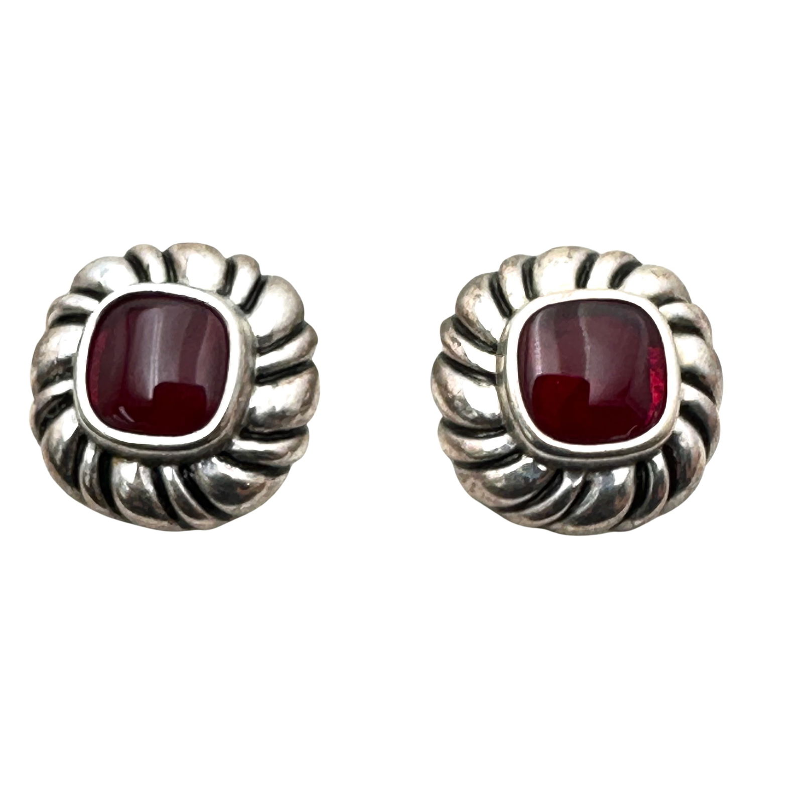 Joseph Esposito Red Gemstone Sterling Silver Stud Earrings 1/2 Length Pierced (1 of 2)