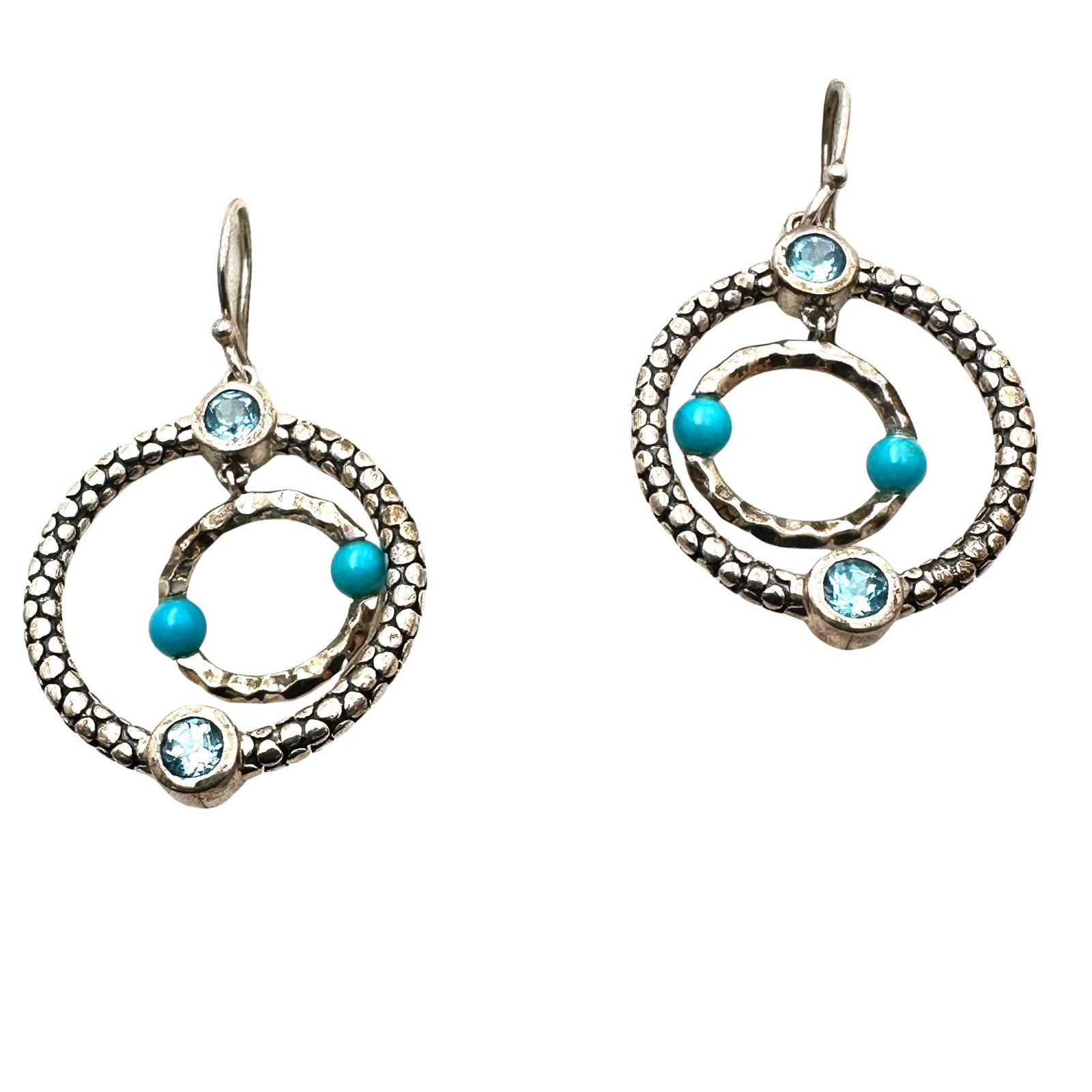 Michael Dawkins Blue Topaz Turquoise Sterling Silver Chandelier Pierced Earrings 1 3/4 Inch: Michael Dawkins Blue Topaz Turquoise Sterling Silver Chandelier Pierced Earrings 1 3/4 Inch