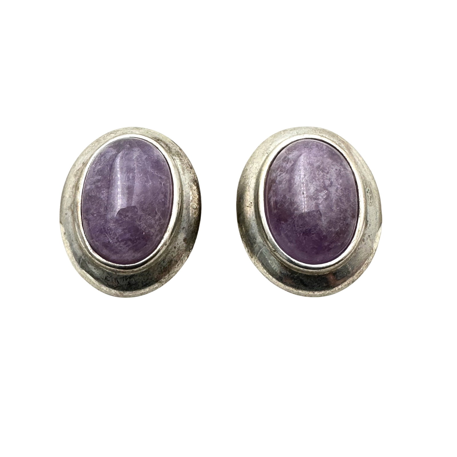 Joseph Esposito Purple Gemstone Sterling Silver Earrings 3/4 Inch Pierced: Joseph Esposito Purple Gemstone Sterling Silver Earrings 3/4 Inch Pierced