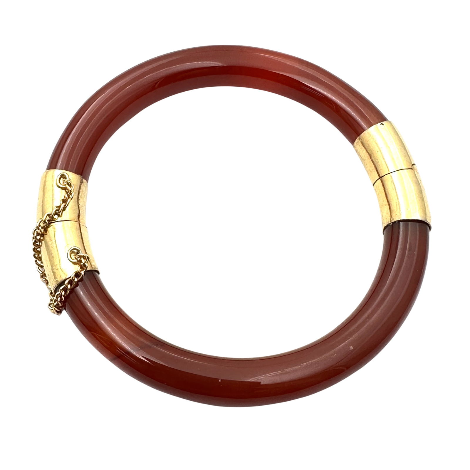 Vintage Carnelian Gemstone Hinged Bangle Bracelet 7.5 Inch (1 of 2)