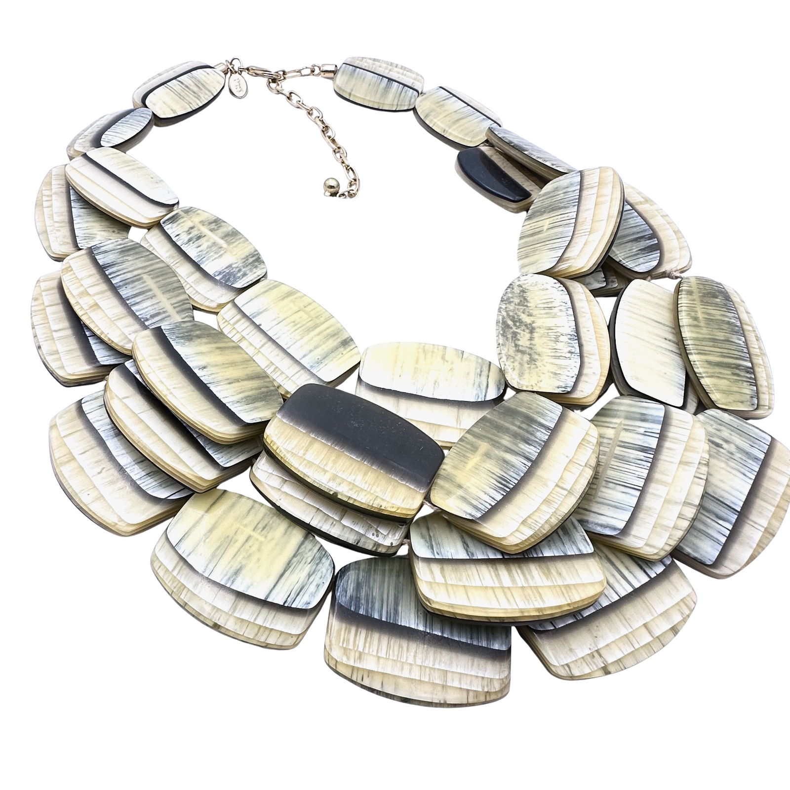 Huge Chicos Statement Necklace Black Cream 16 to 18 Inch Wearable Length Great Style (1 of 2)