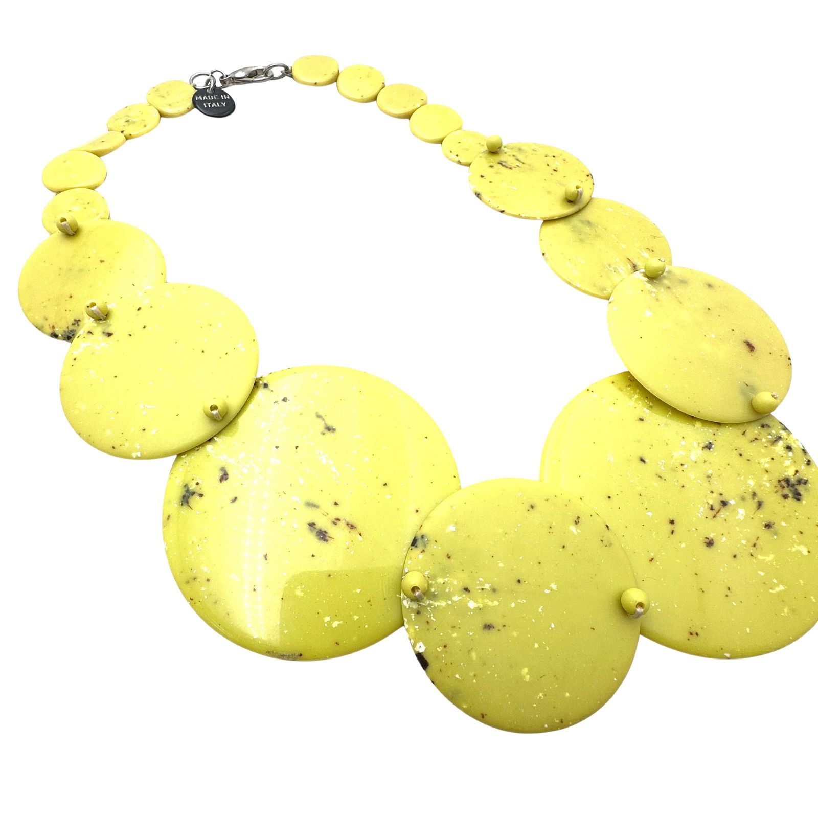 Italy Designer Alisha D Lime Green Speckled Resin Statement Necklace 18 to 20 Inch (1 of 4)