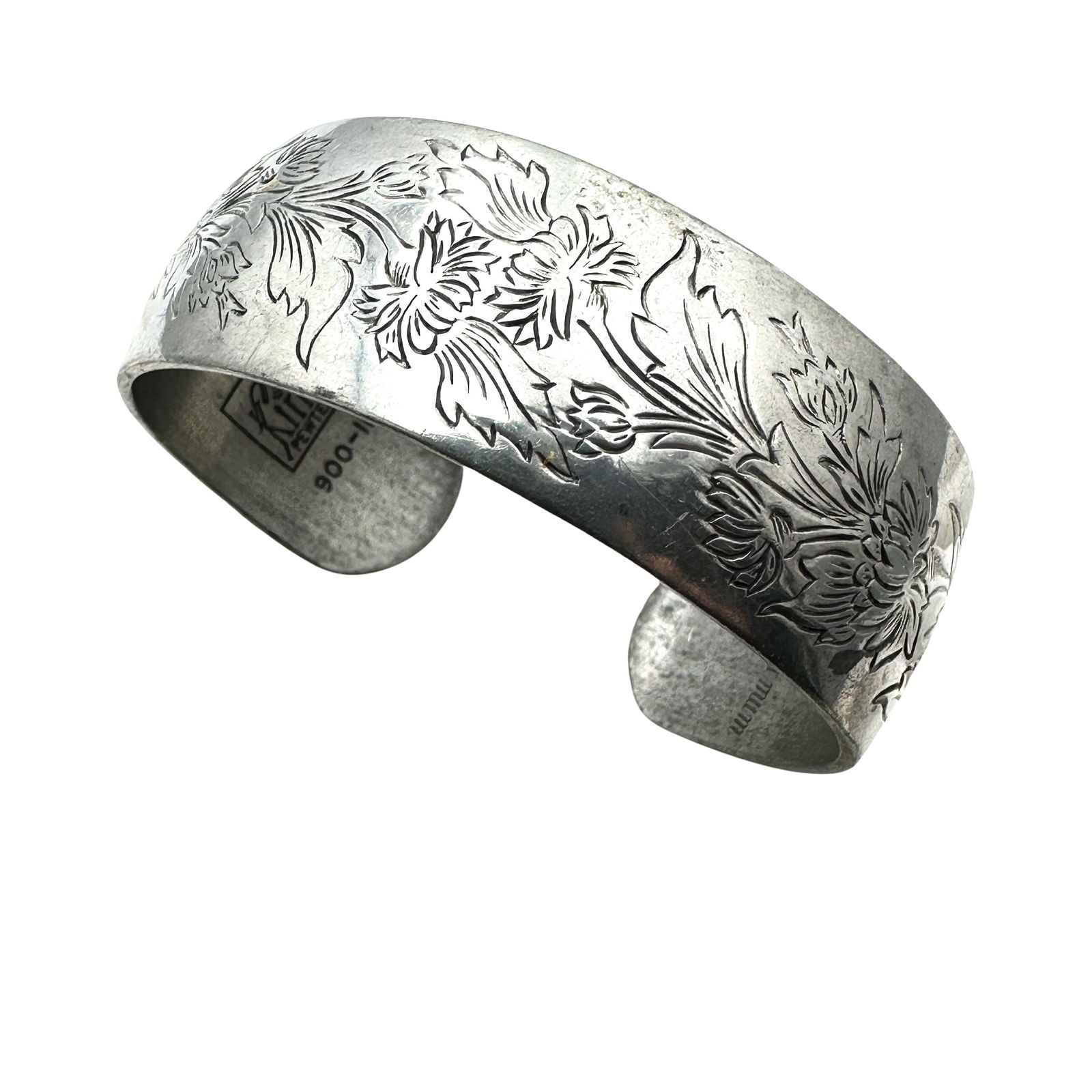 Vintage Pewter Flower Design Cuff Bracelet (1 of 2)