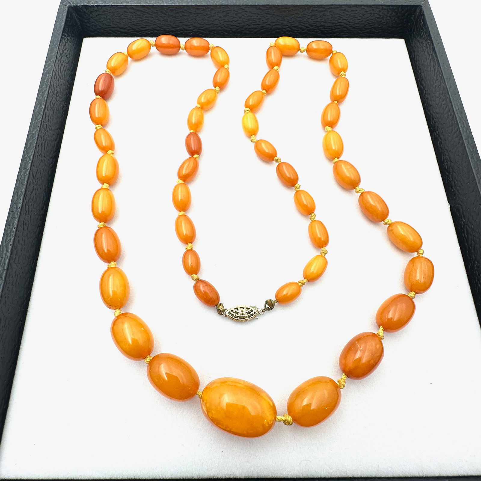 Antique Vintage Older Butterscotch Amber Hand Knotted Necklace 28 Inch 34 Grams (1 of 2)